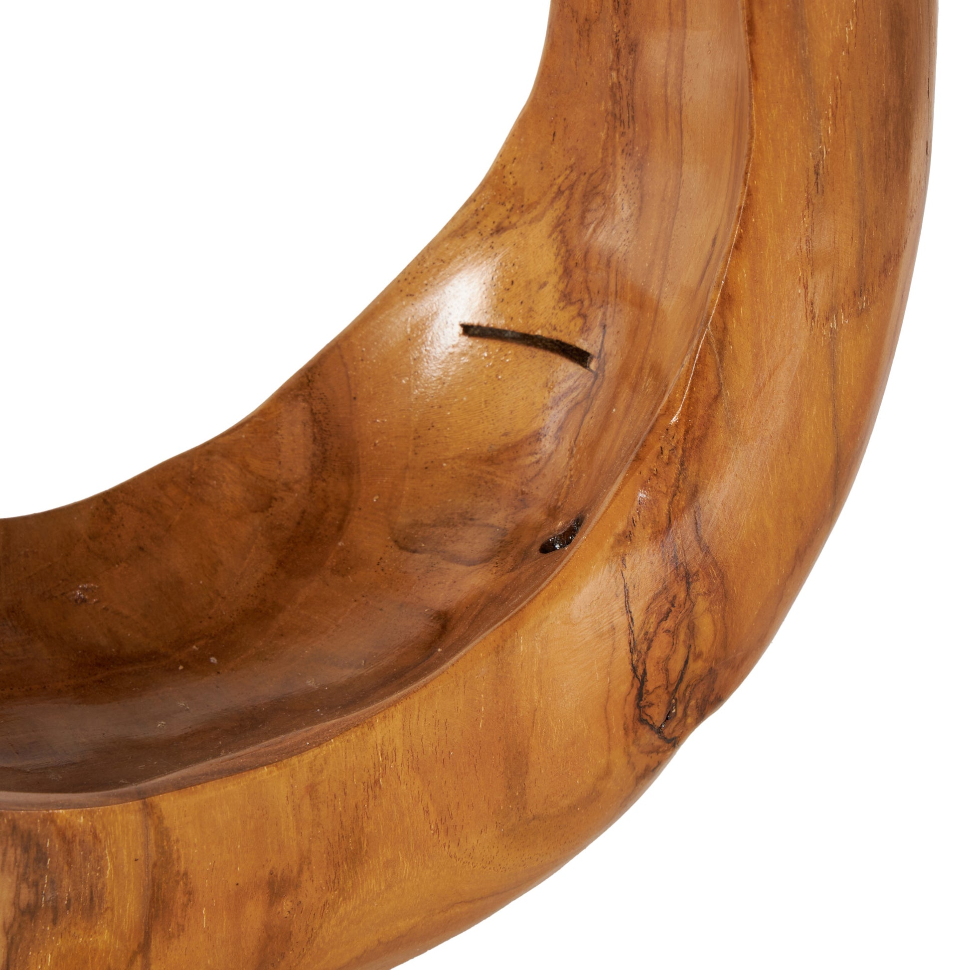 Abstract Brown Teak Wood Handmade Round Decorative Sculpture