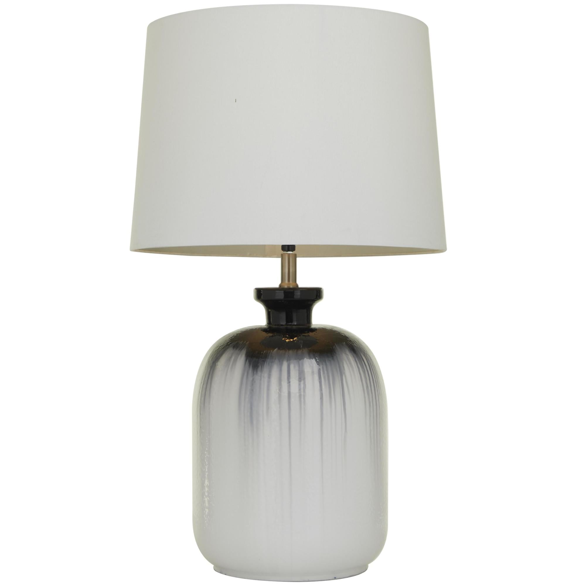 White Glass Gourd Style Base Room Table Lamp with Drum Shade