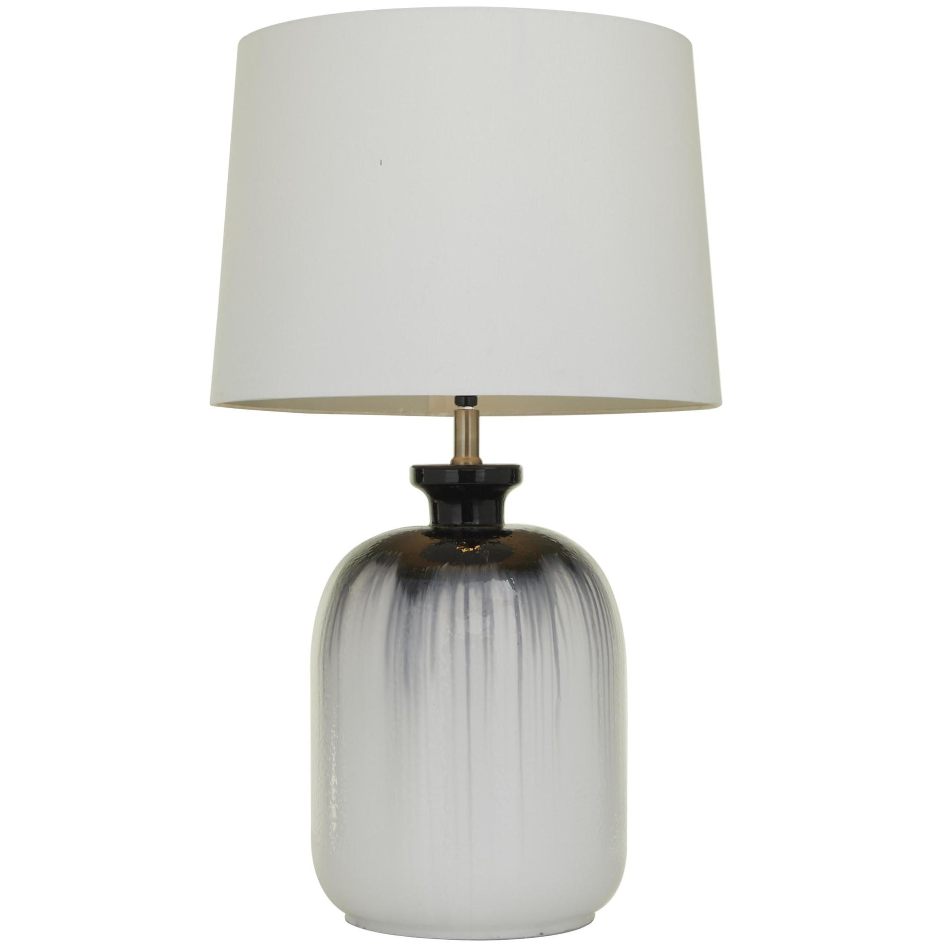 White Glass Gourd Style Base Room Table Lamp with Drum Shade