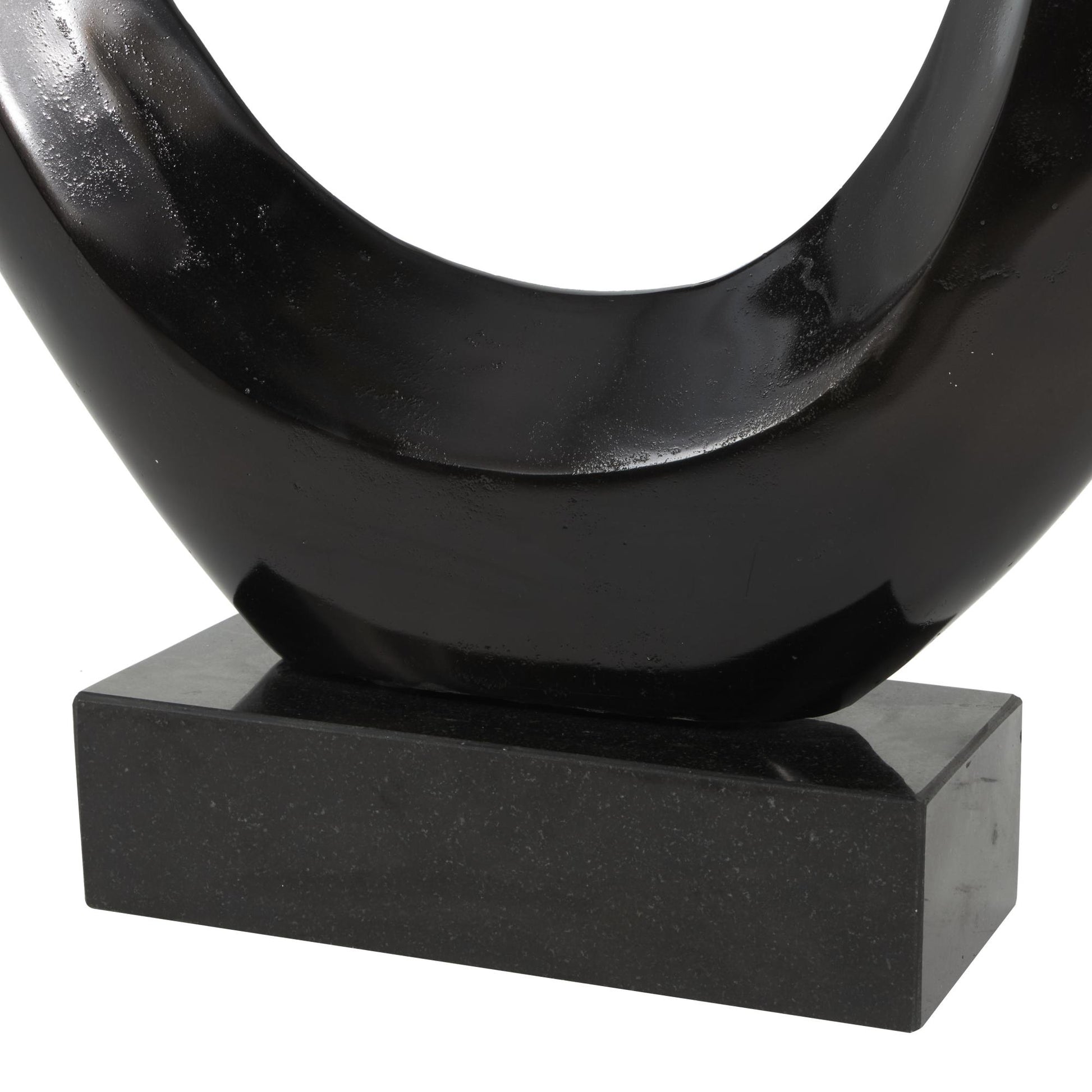 Abstract Aluminum Metal Tall Looped Floor Decorative Sculpture with Black Marble Base