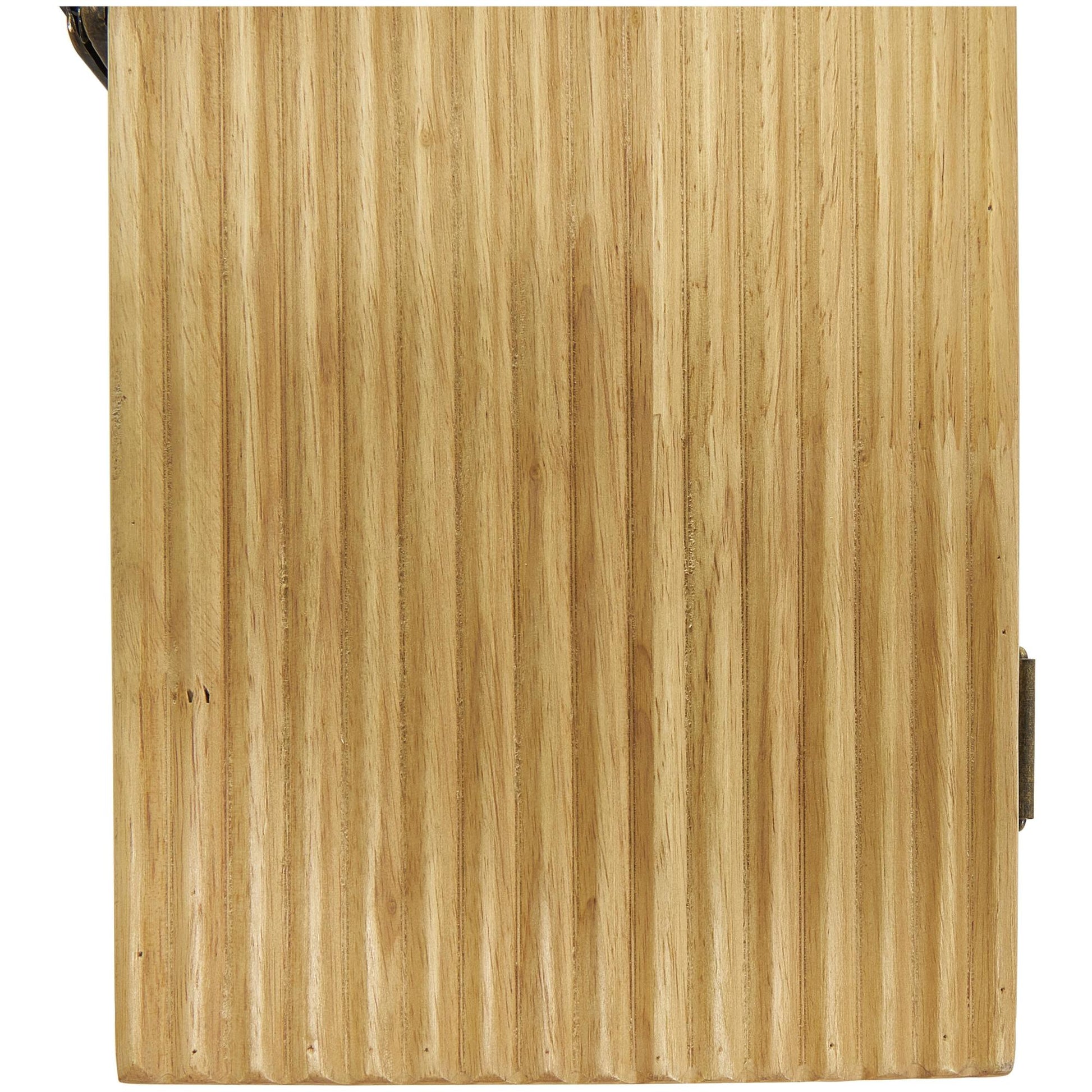 Set of 2 Light Brown Wood Carved Linear Decorative Box