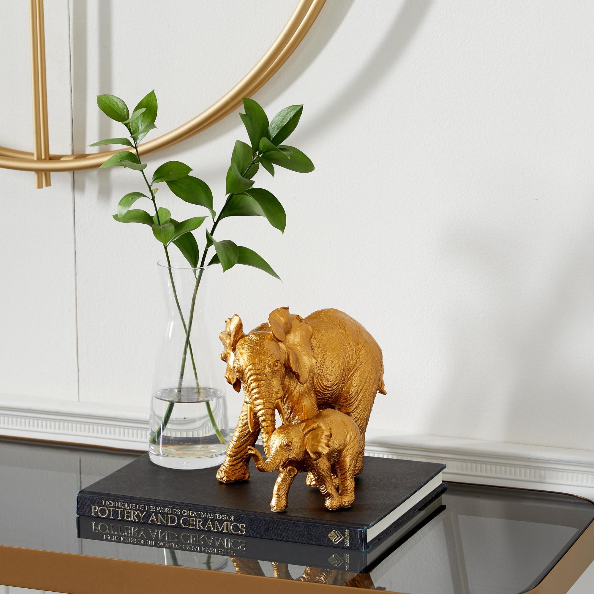 Elephant Gold Polyresin Decorative Sculpture