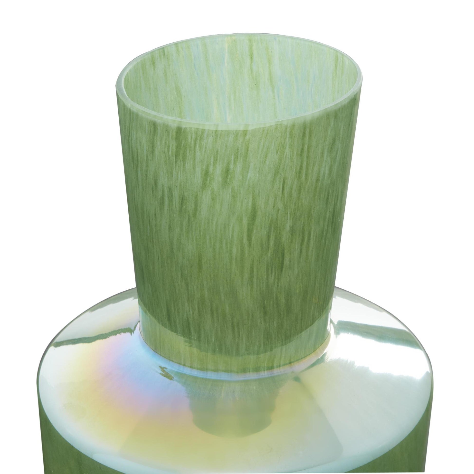 Geometric Green Glass Decorative Vase