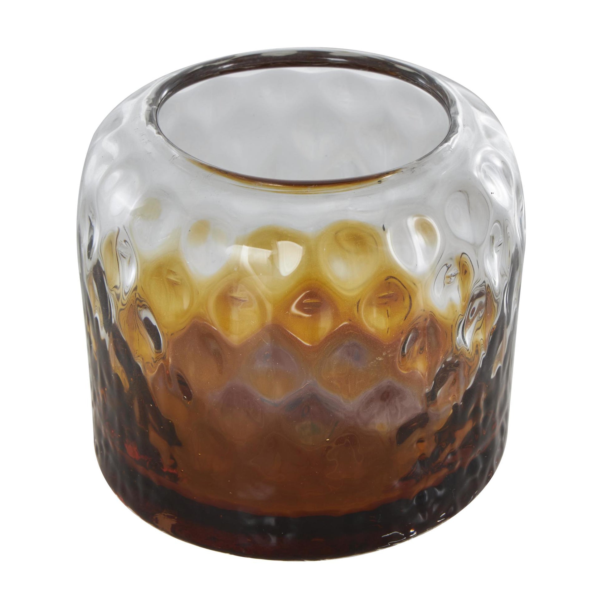 Set of 2 Geometric Orange Glass Faceted Ombre Living Room Decorative Jars with Diamond Knobs