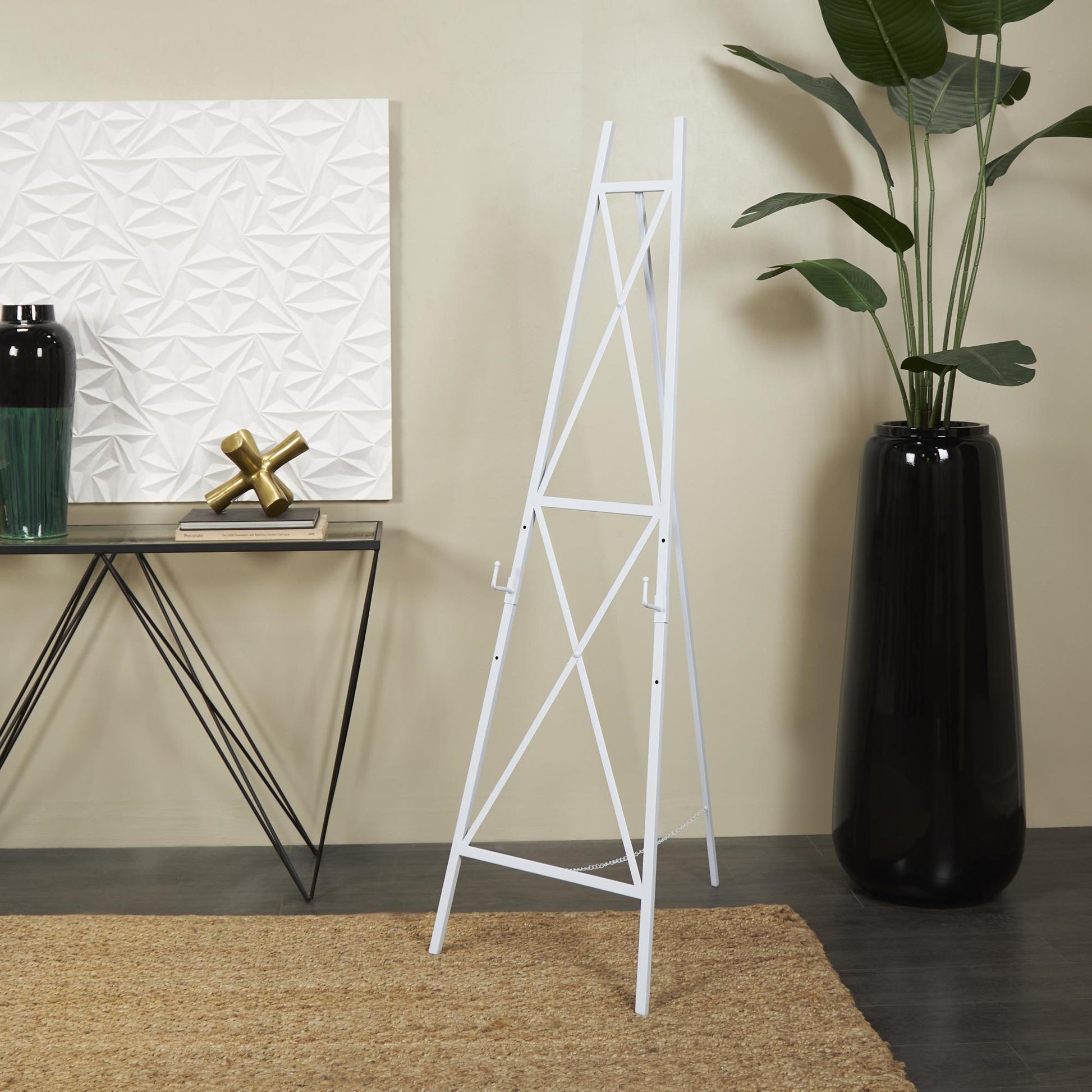 White Metal Tall Adjustable Display Easel with Chain Support
