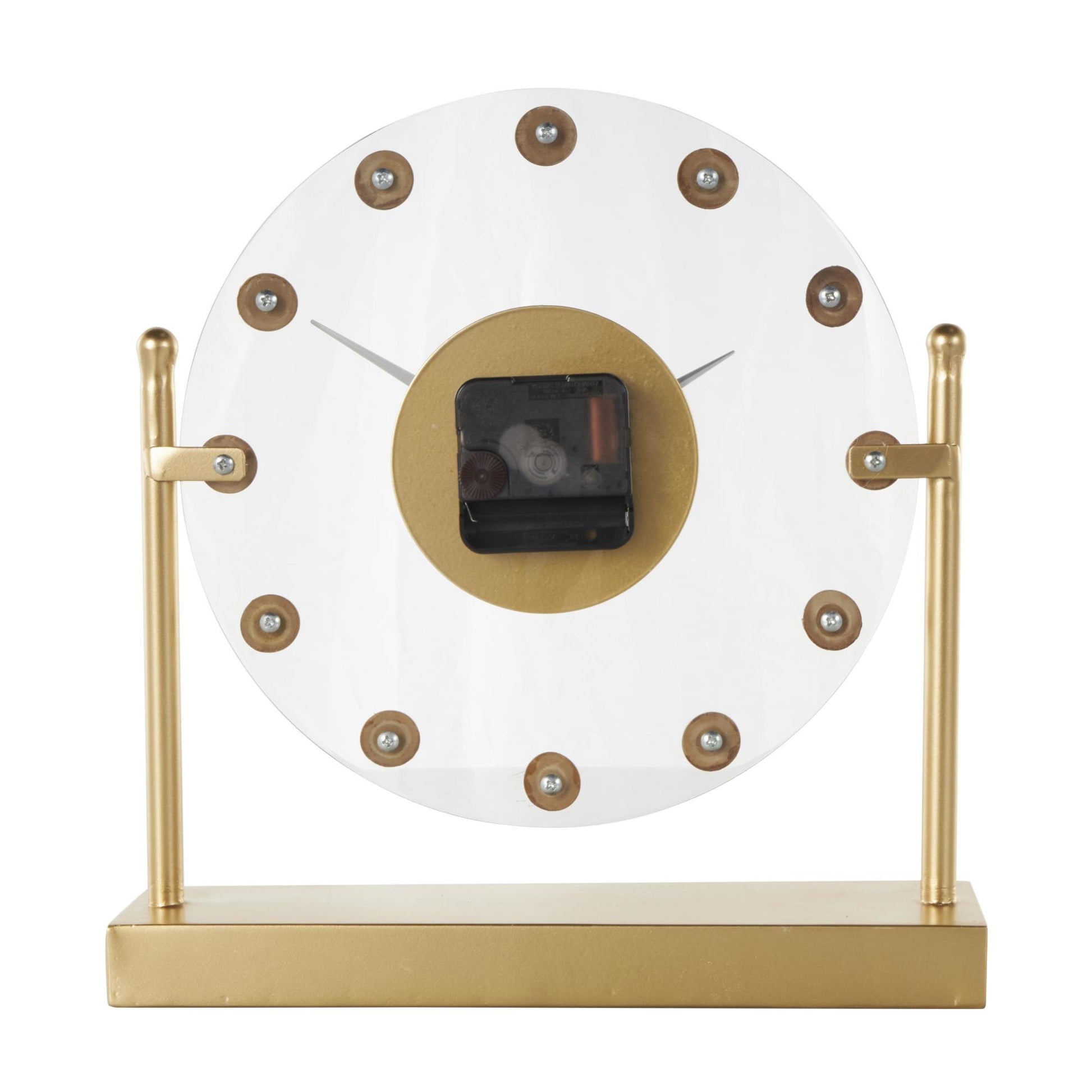 Metal Acrylic Face Decorative Clock with Wood Ball Accents 11" x 3" x 11"