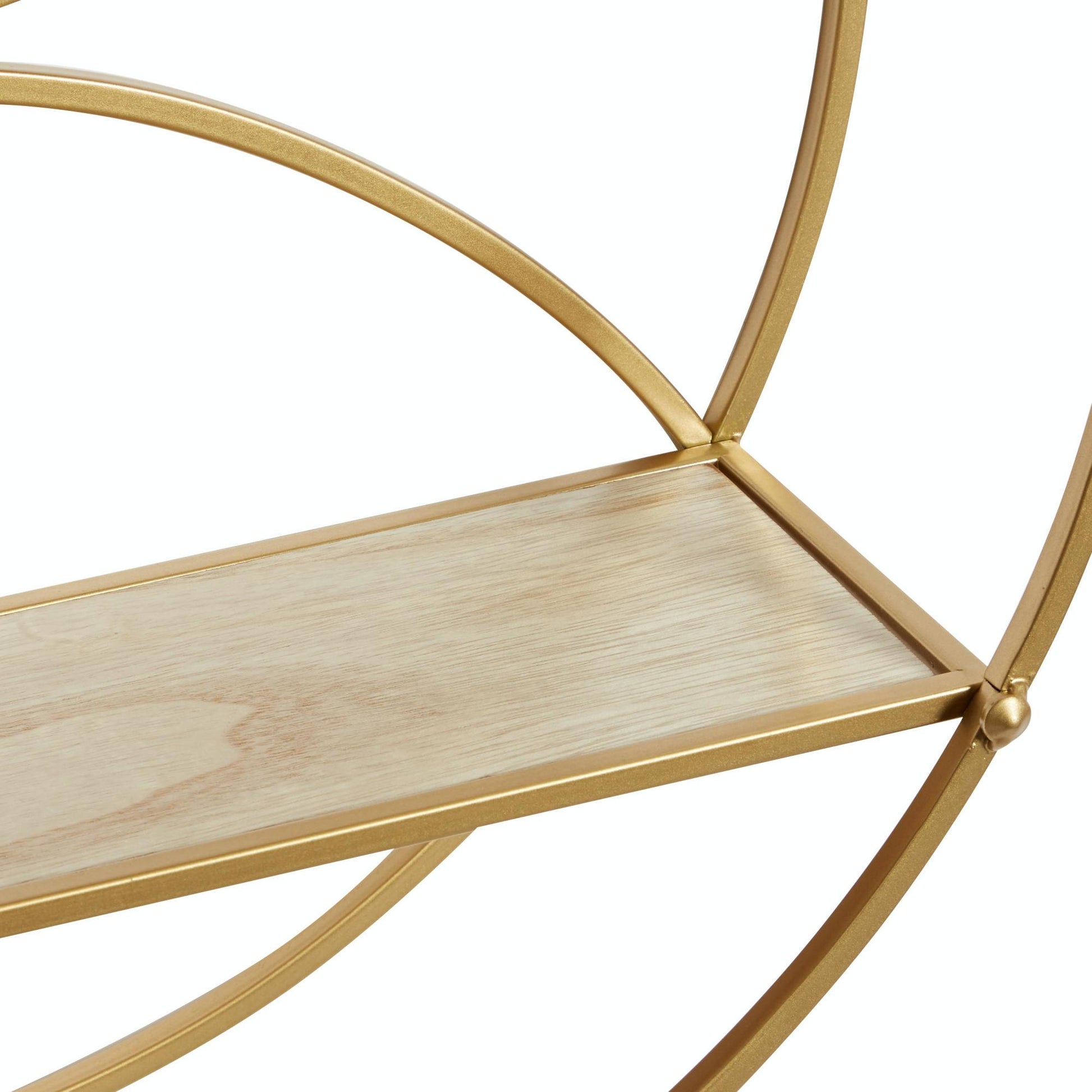 CosmoLiving by Cosmopolitan Geometric Gold Metal Round 2 Shelves Room Wall Shelf