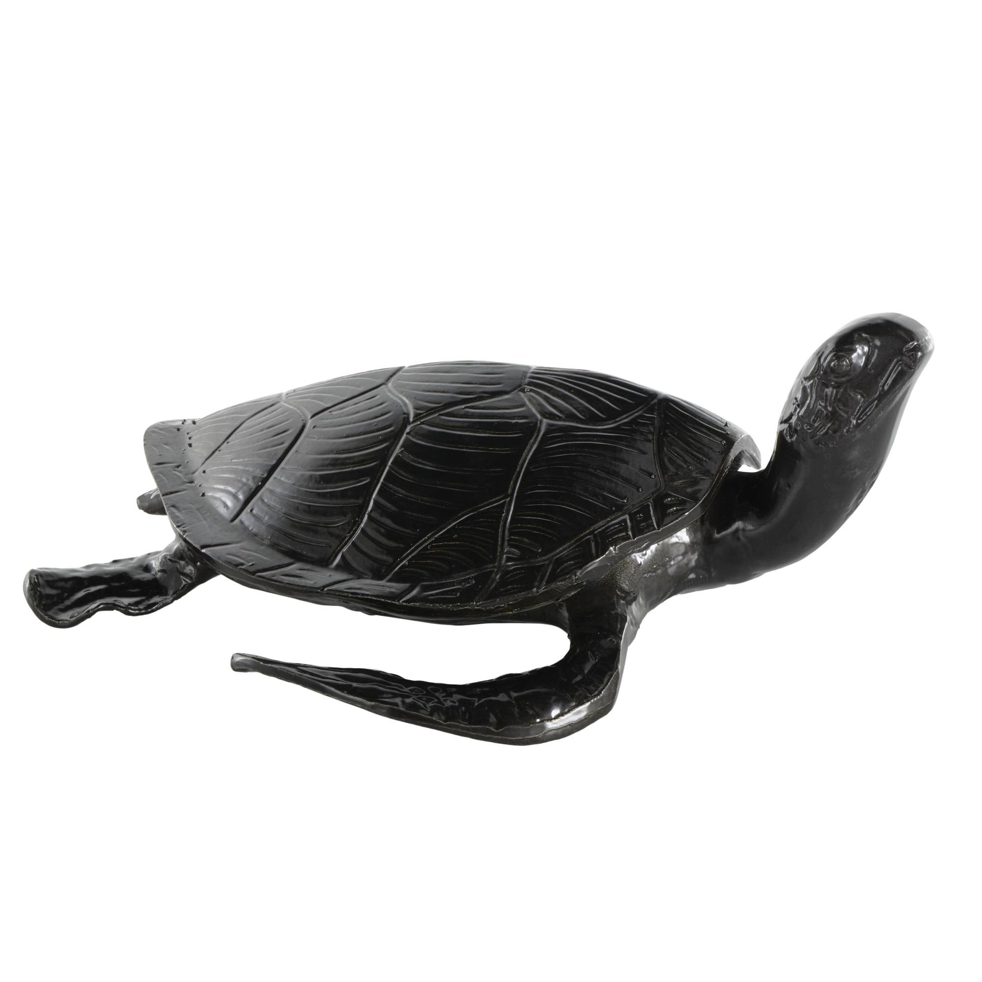 Sea Turtle Black Aluminum Metal Carved Decorative Sculpture