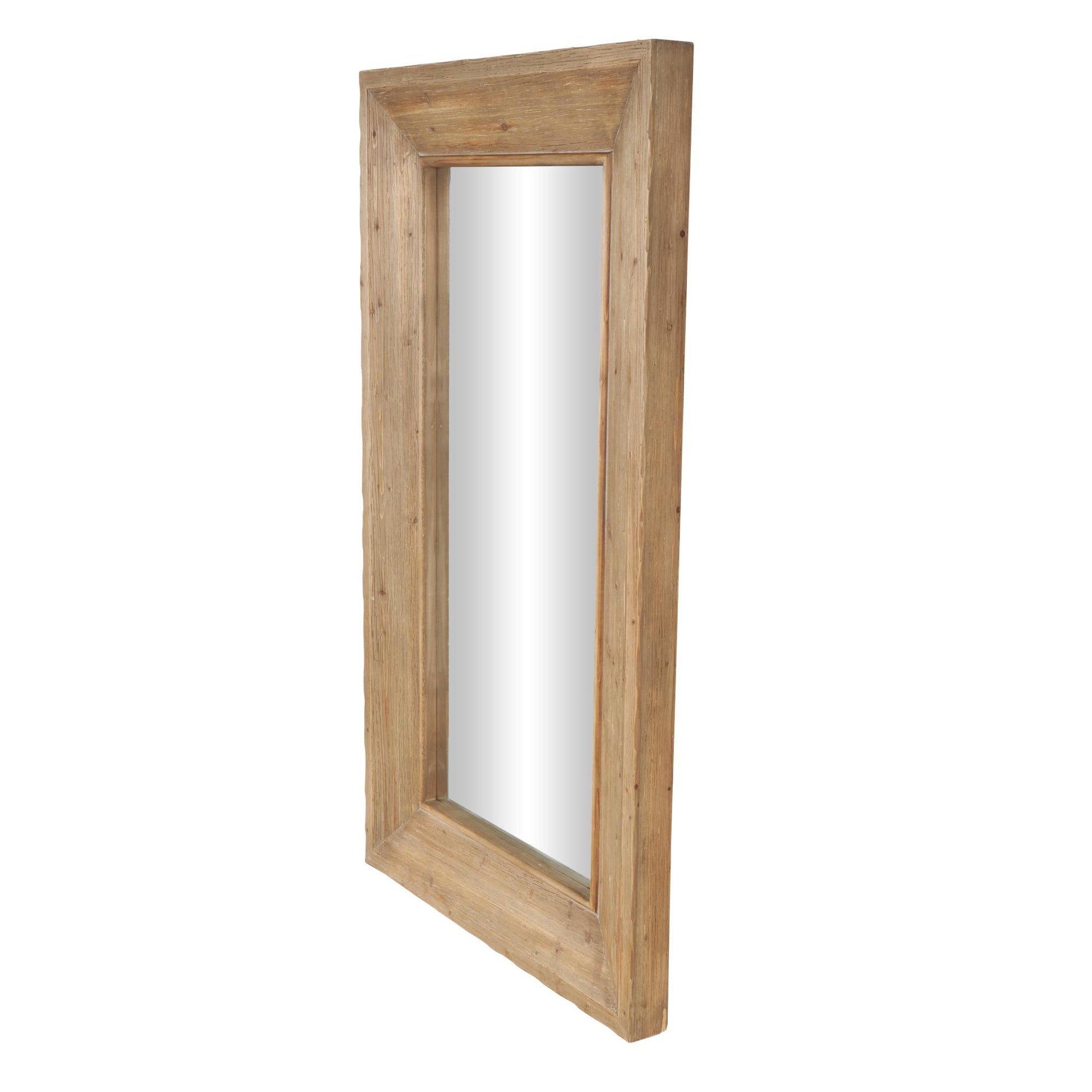 Brown Wood Room Floor Mirror with Natural Wood Grains