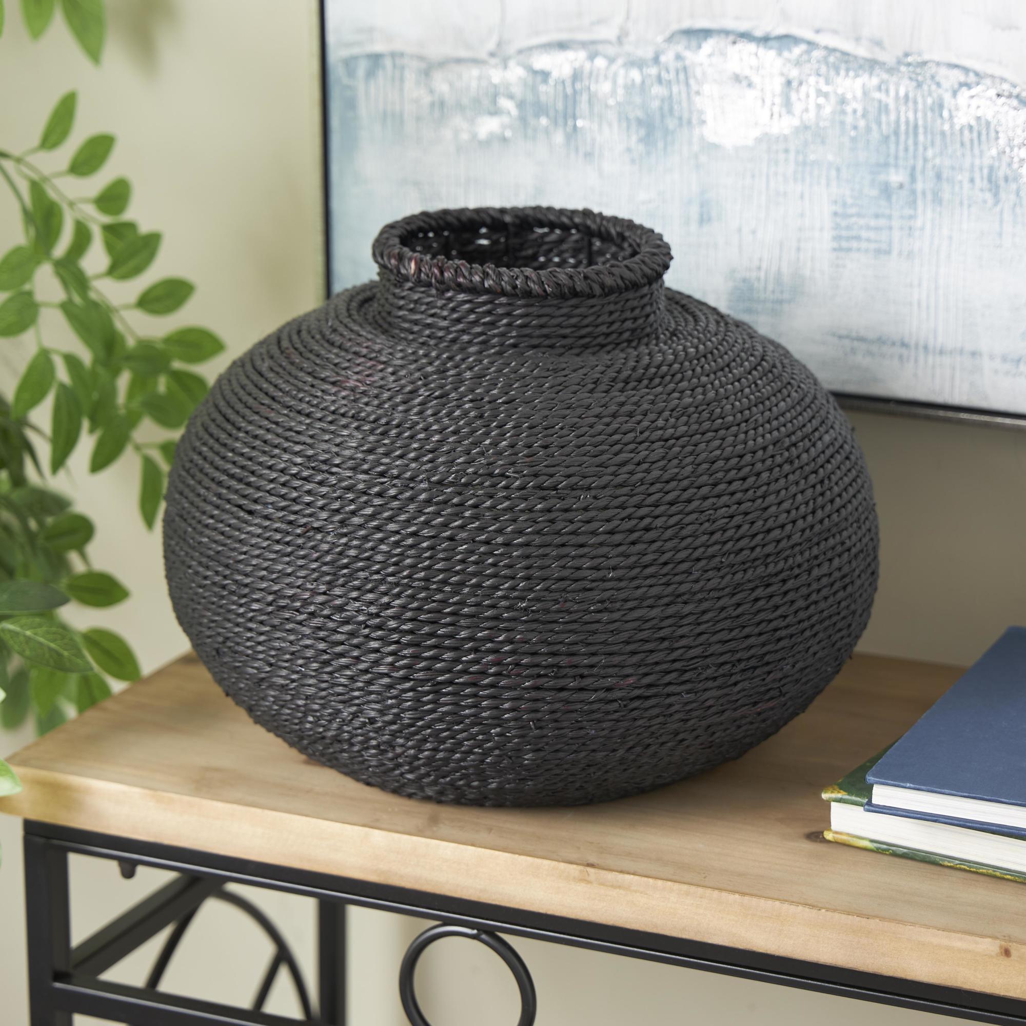 Black Metal Handmade Wrapped Pot Decorative Vase