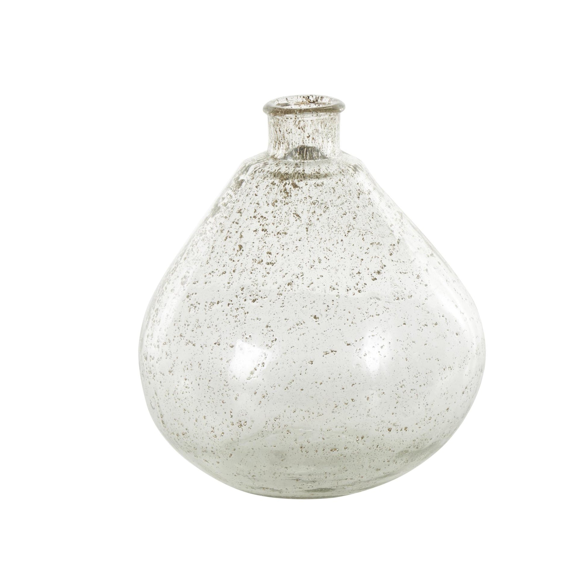 Clear Glass Speckled Decorative Vase with Brown Accents