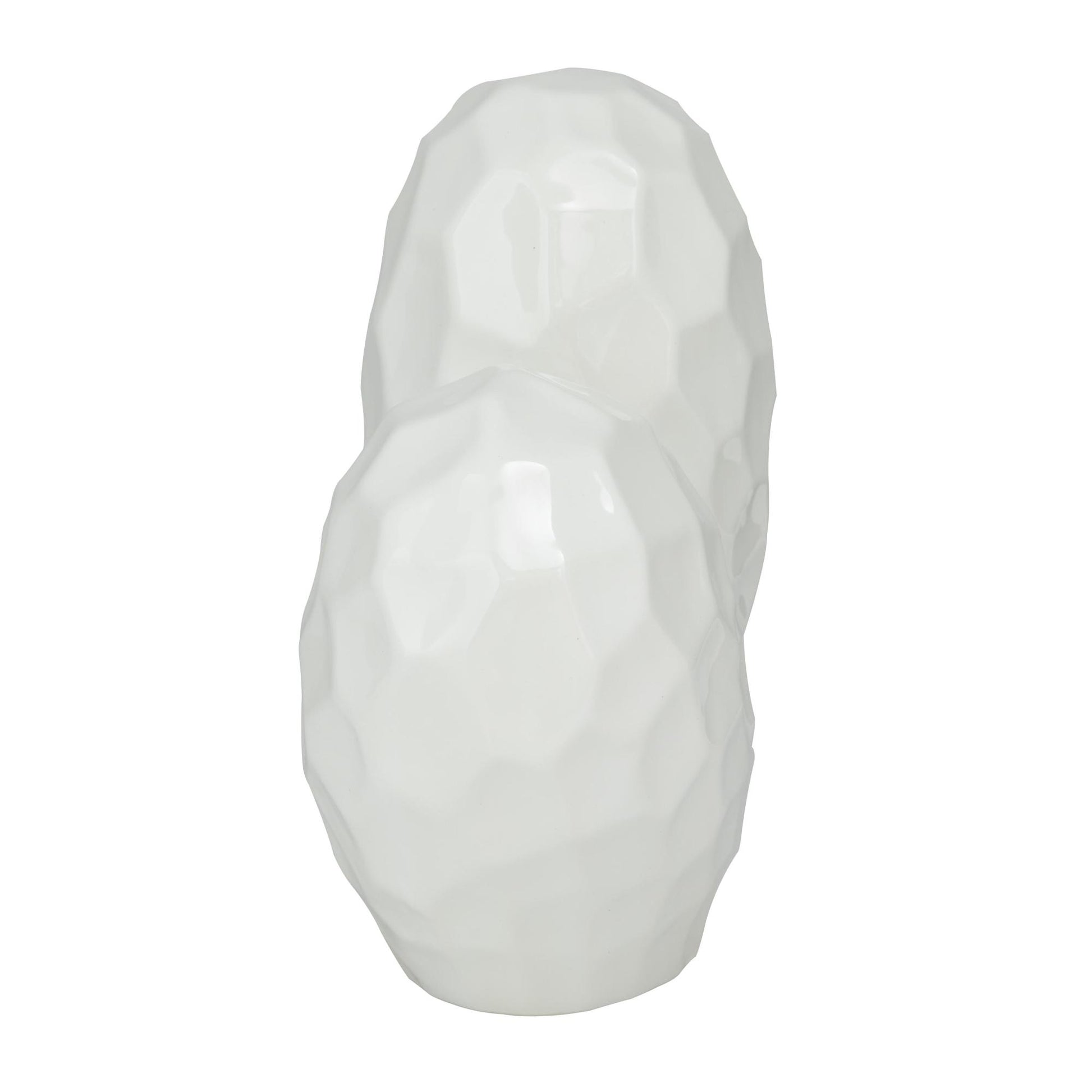 Heart Porcelain Ceramic Dimensional Origami Inspired Angled Decorative Sculpture with Faceted Exterior