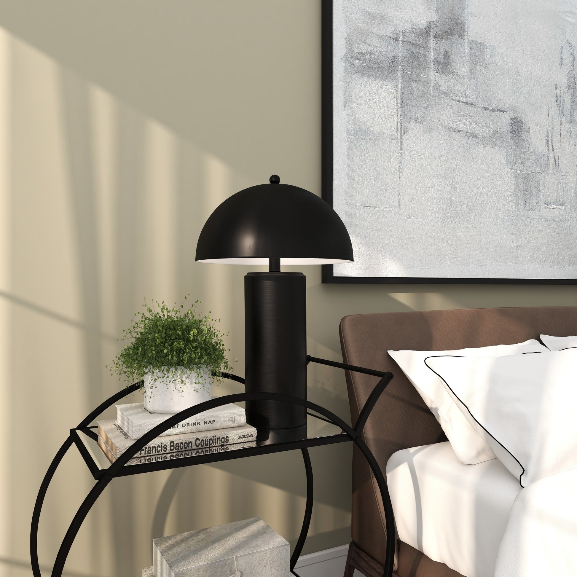 Black Metal Room Accent Lamp with Dome Shade
