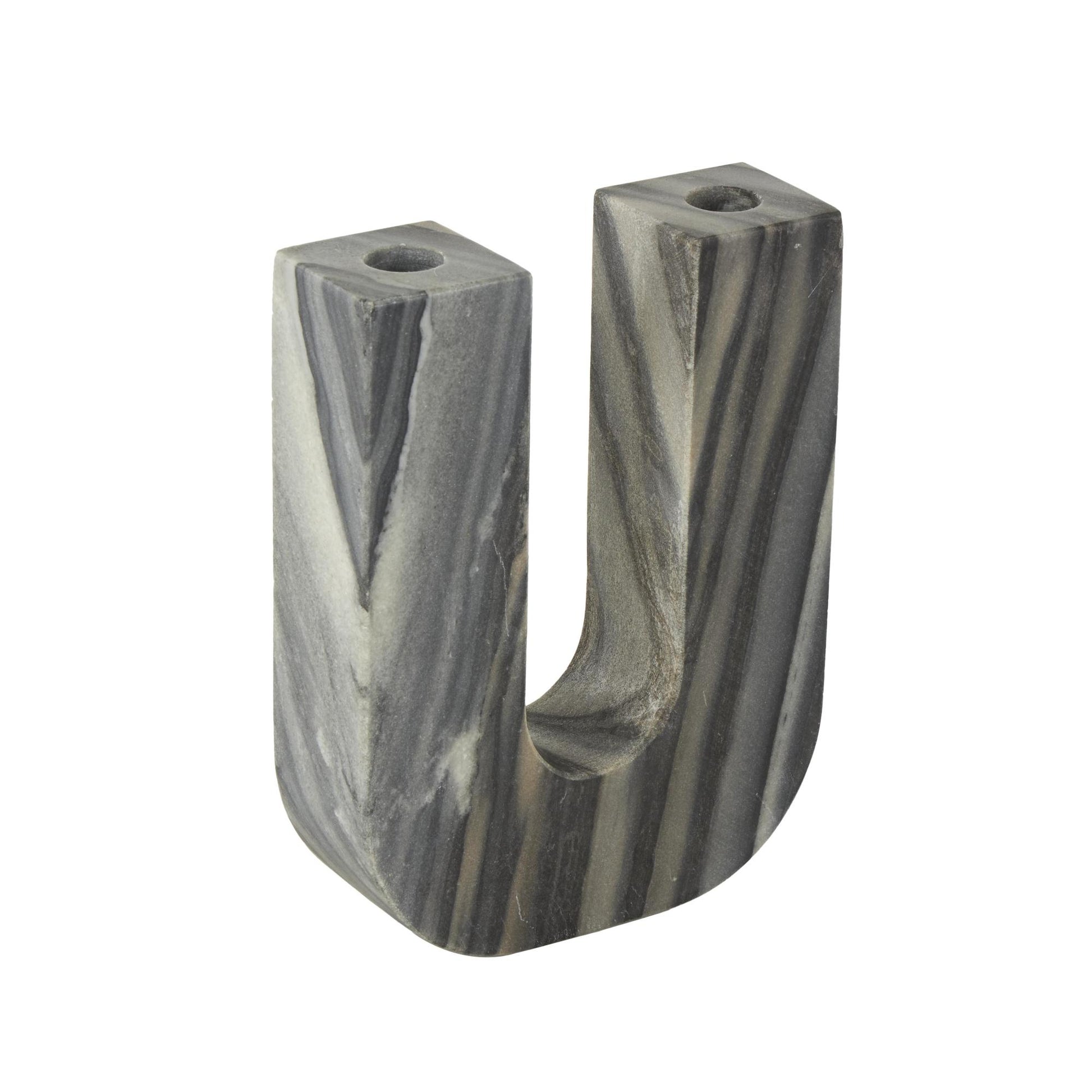 Abstract Marble U-Shaped Decorative Candle Holder 6" x 2" x 8"