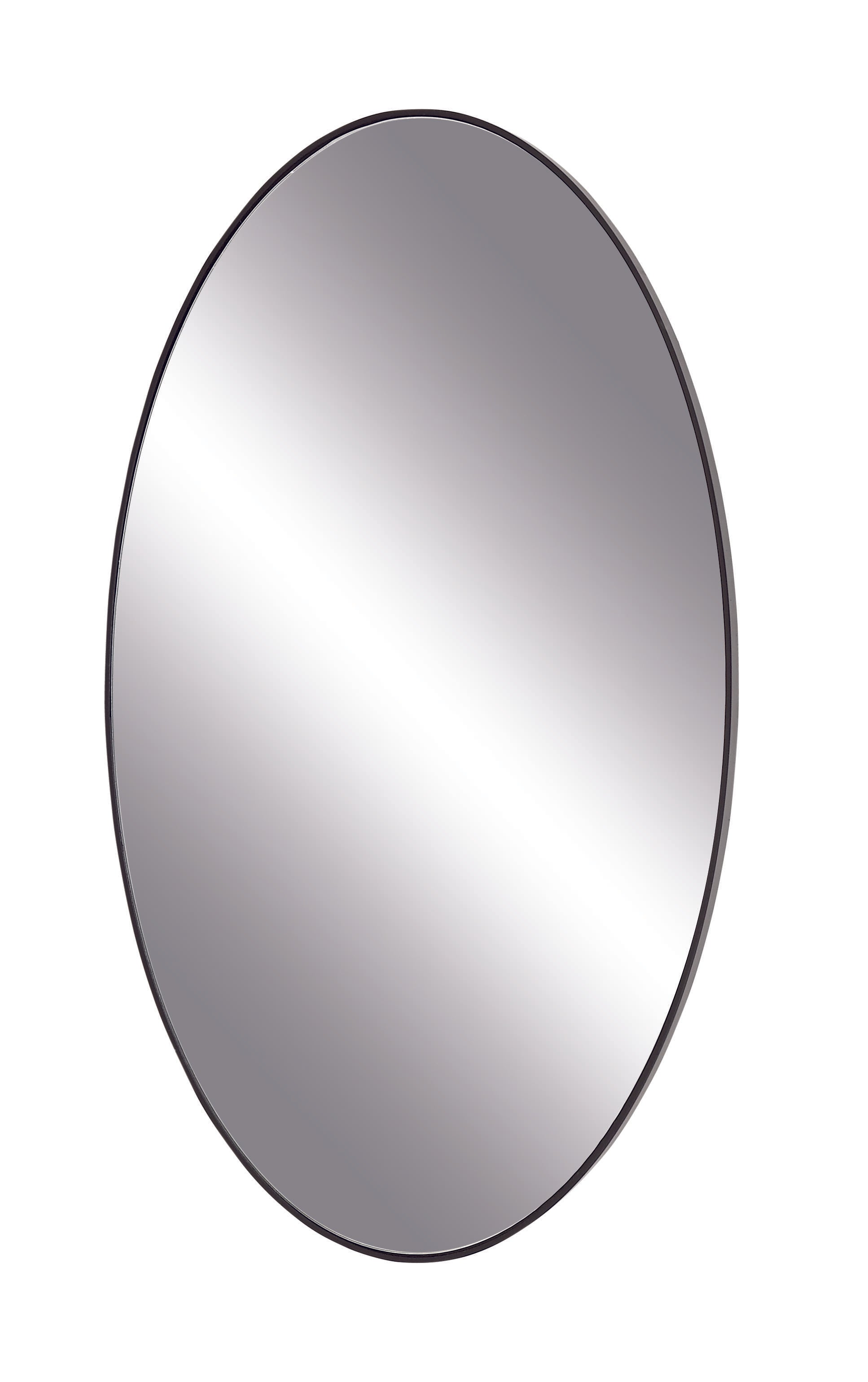 Wooden Oval Room Wall Mirror with Thin Minimalistic Frame 18" x 1" x 32"