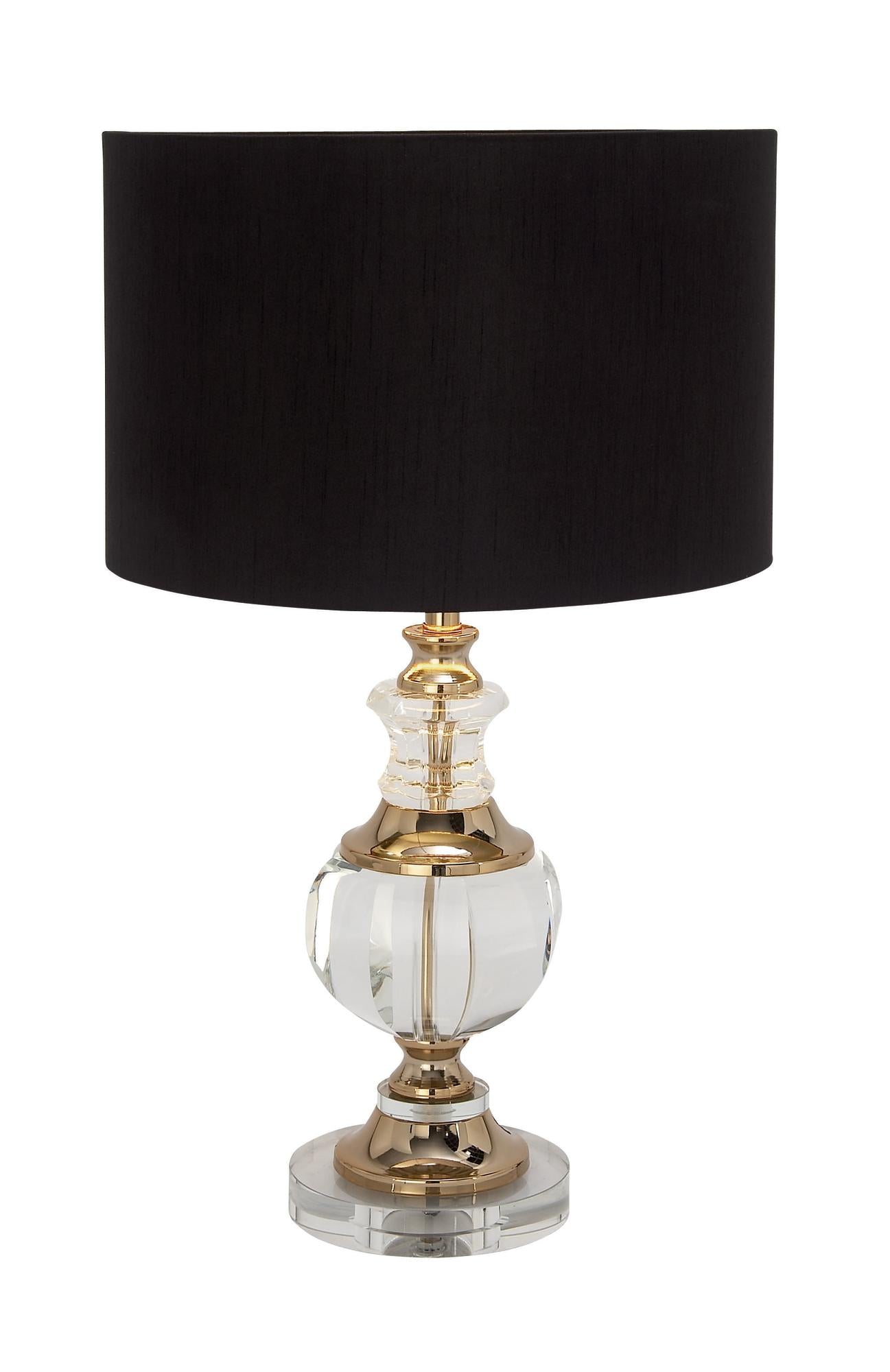 Gold Crystal Room Table Lamp with Black Lampshade