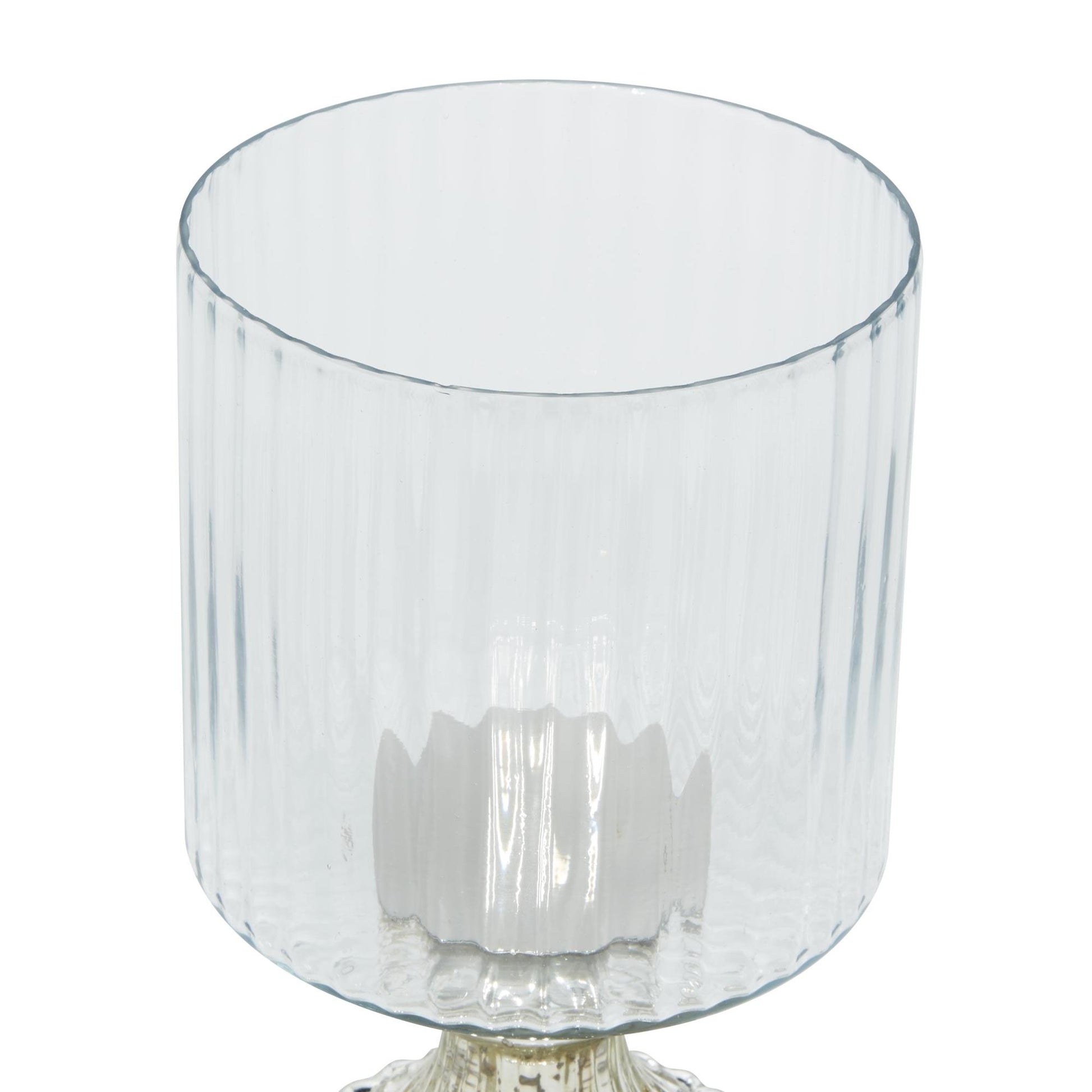 Set of 2 Silver Glass Room Hurricane Lamp