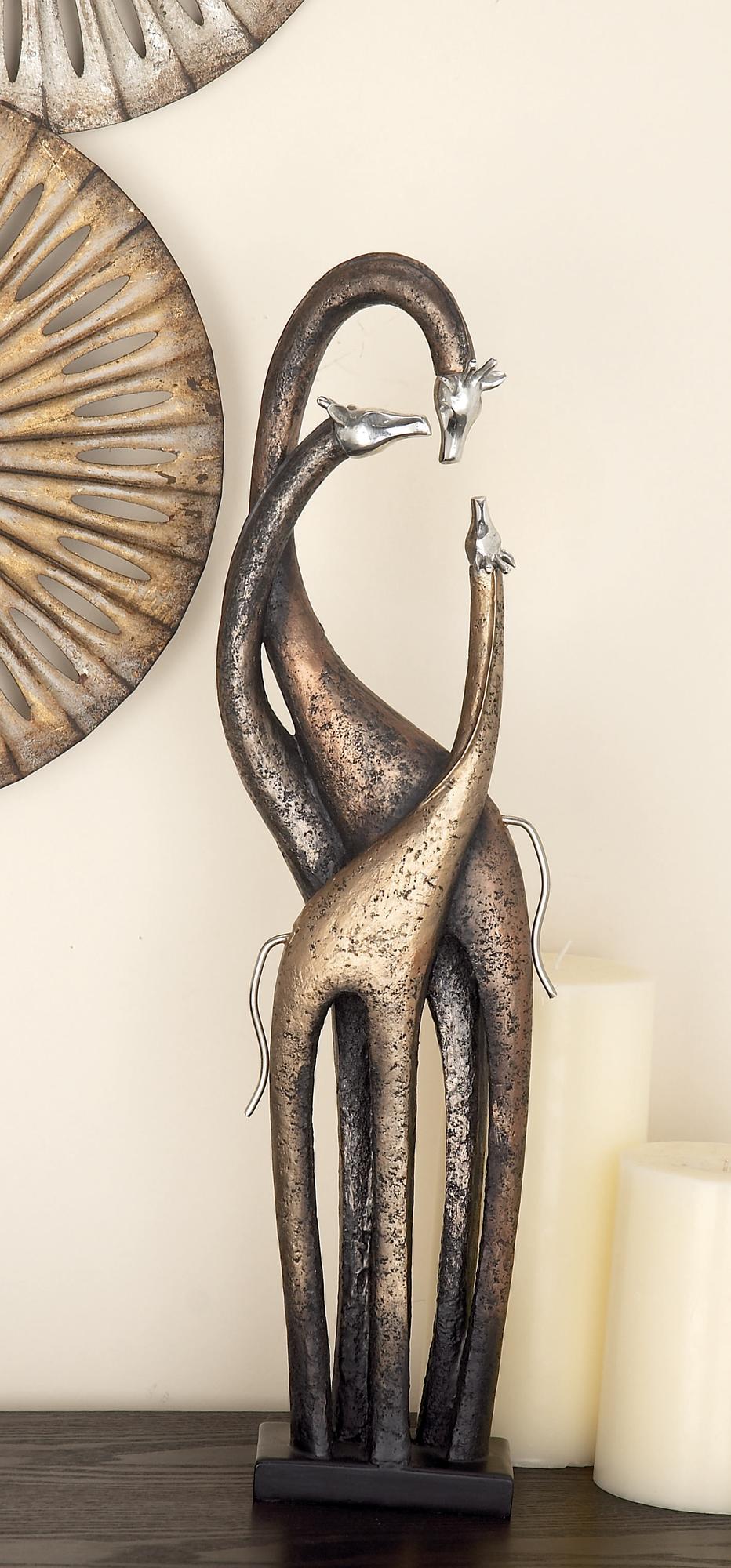 Giraffe Brass Polystone Decorative Sculpture