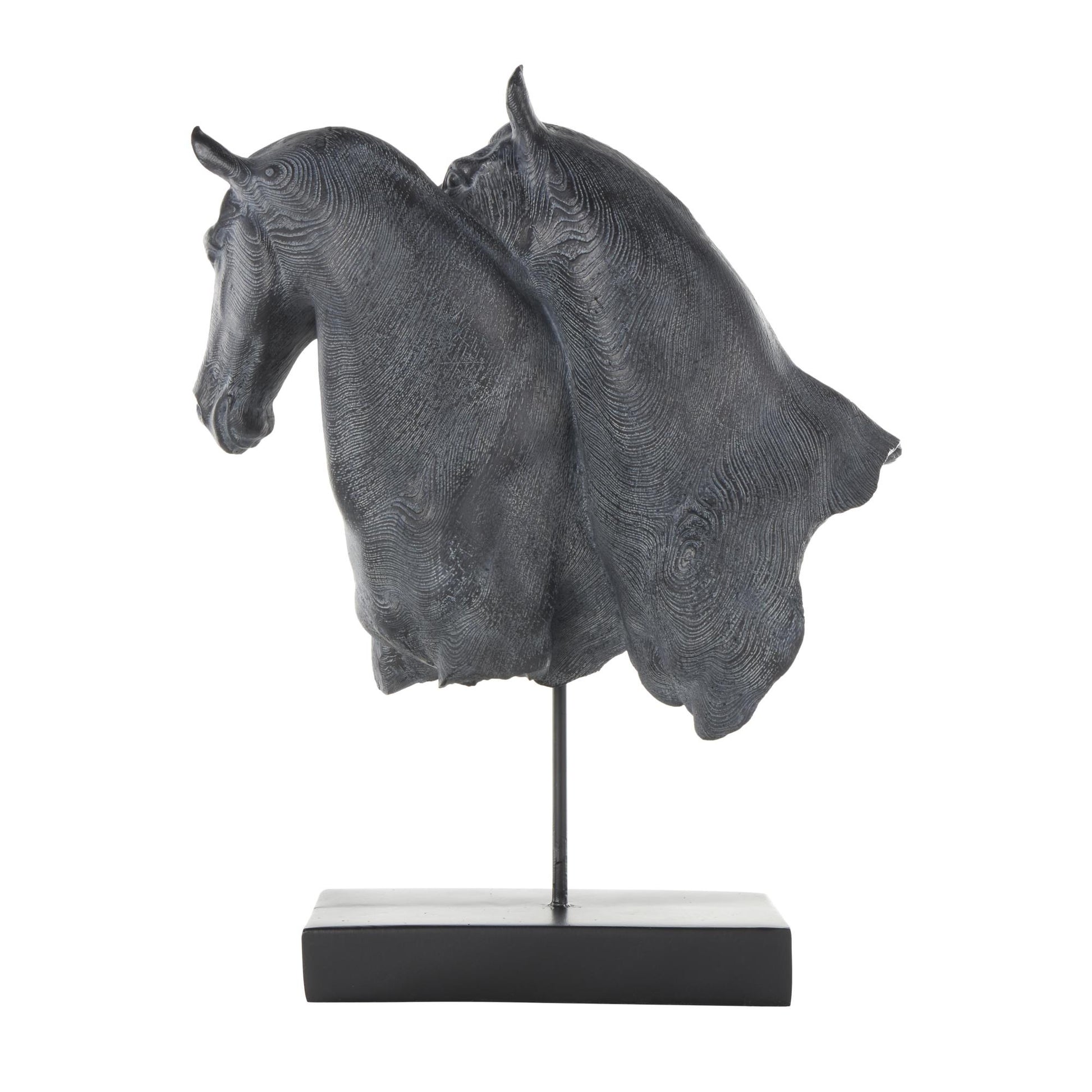 Horse Black Resin Bust Inspired Decorative Sculpture with Black Stand