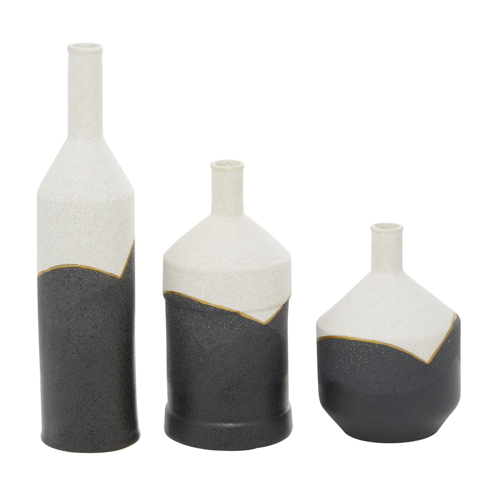 CosmoLiving by Cosmopolitan Set of 3 Black Ceramic Decorative Vase