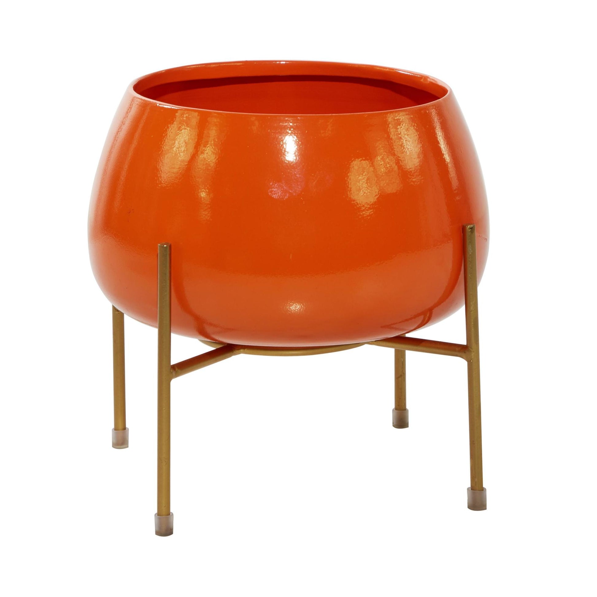 Set of 2 Metal Rounded Dome Indoor Outdoor Planter with Removable Stand