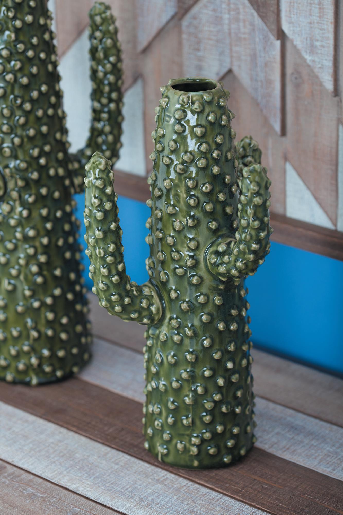 Cactus Green Ceramic Decorative Vase
