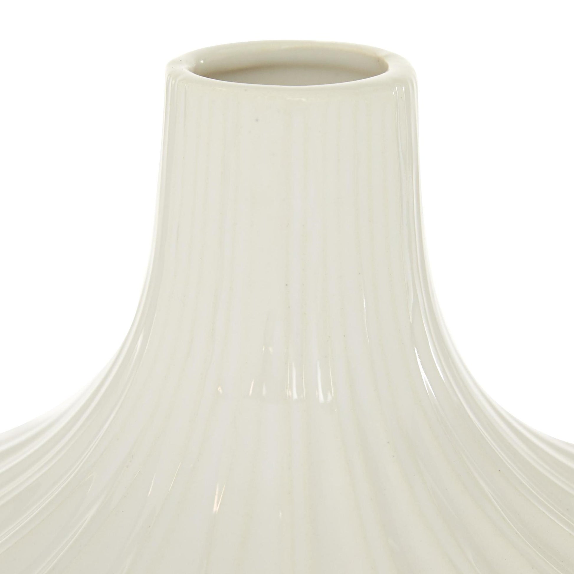 White Ceramic Fluted Decorative Vase