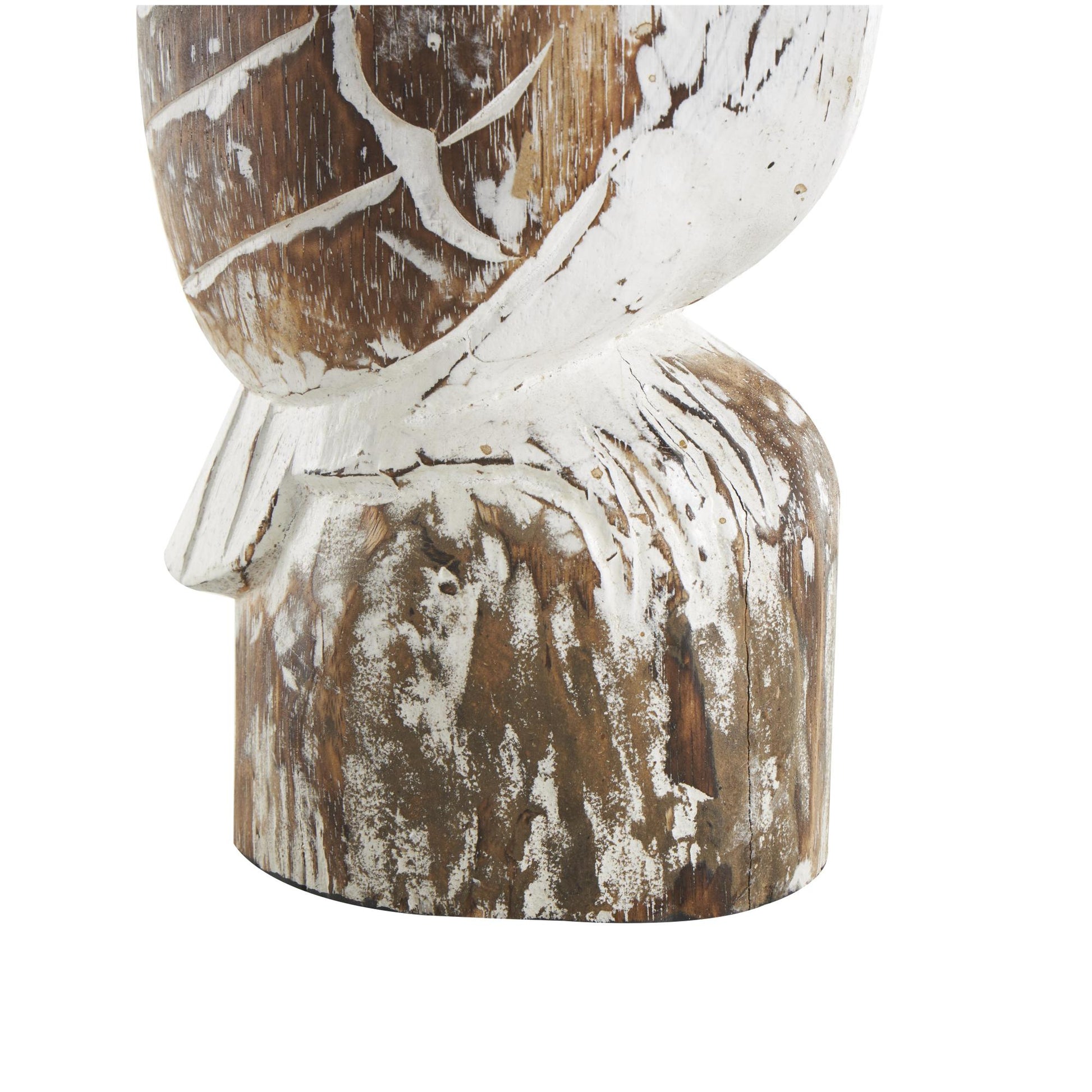 Set of 3 Pelican White Wood Handmade Distressed Decorative Sculpture with Brown Accents