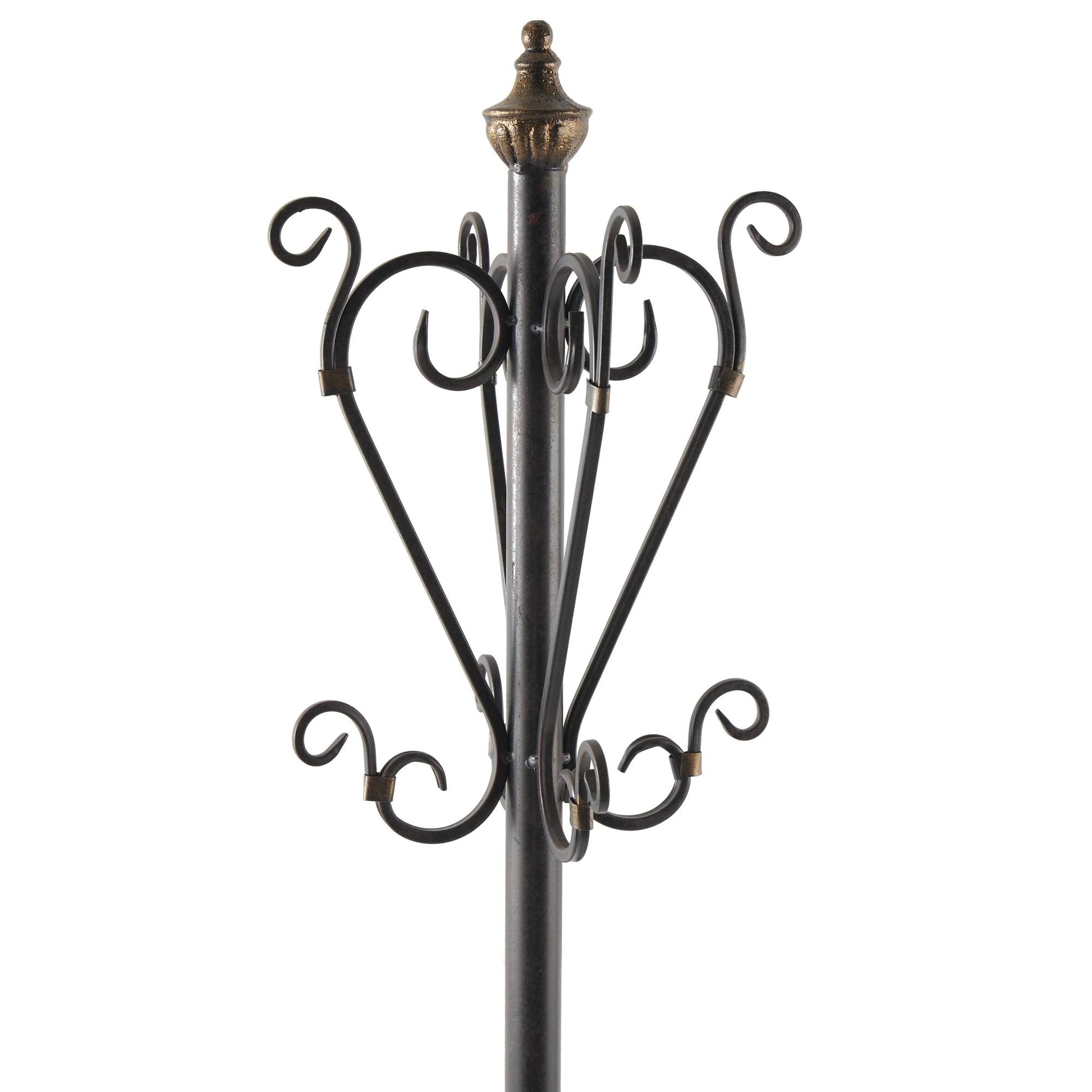 Scroll Black Metal Vintage Style Freestanding Coat Rack with Scroll Designs