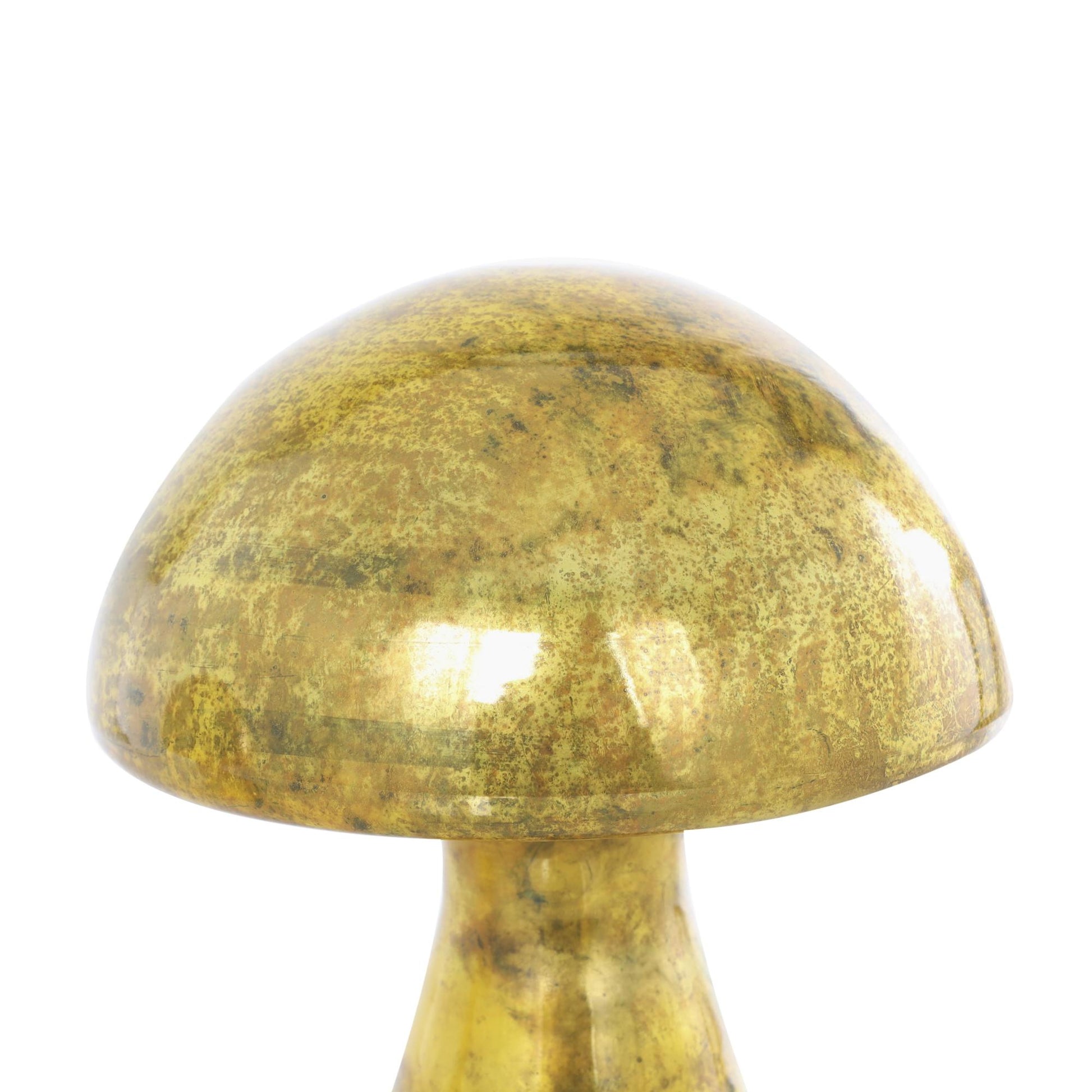 Set of 2 Mushroom Glass Handmade Glossy Weathered Decorative Sculpture