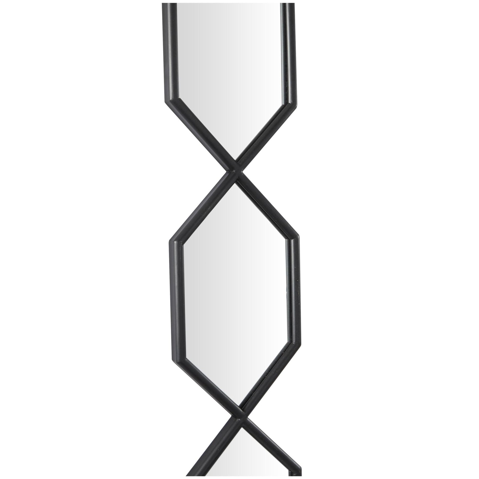 Geometric Metal Slim Stacked Chain 5 Layer Room Wall Mirror with Trellis Pattern 7" x 1" x 59"