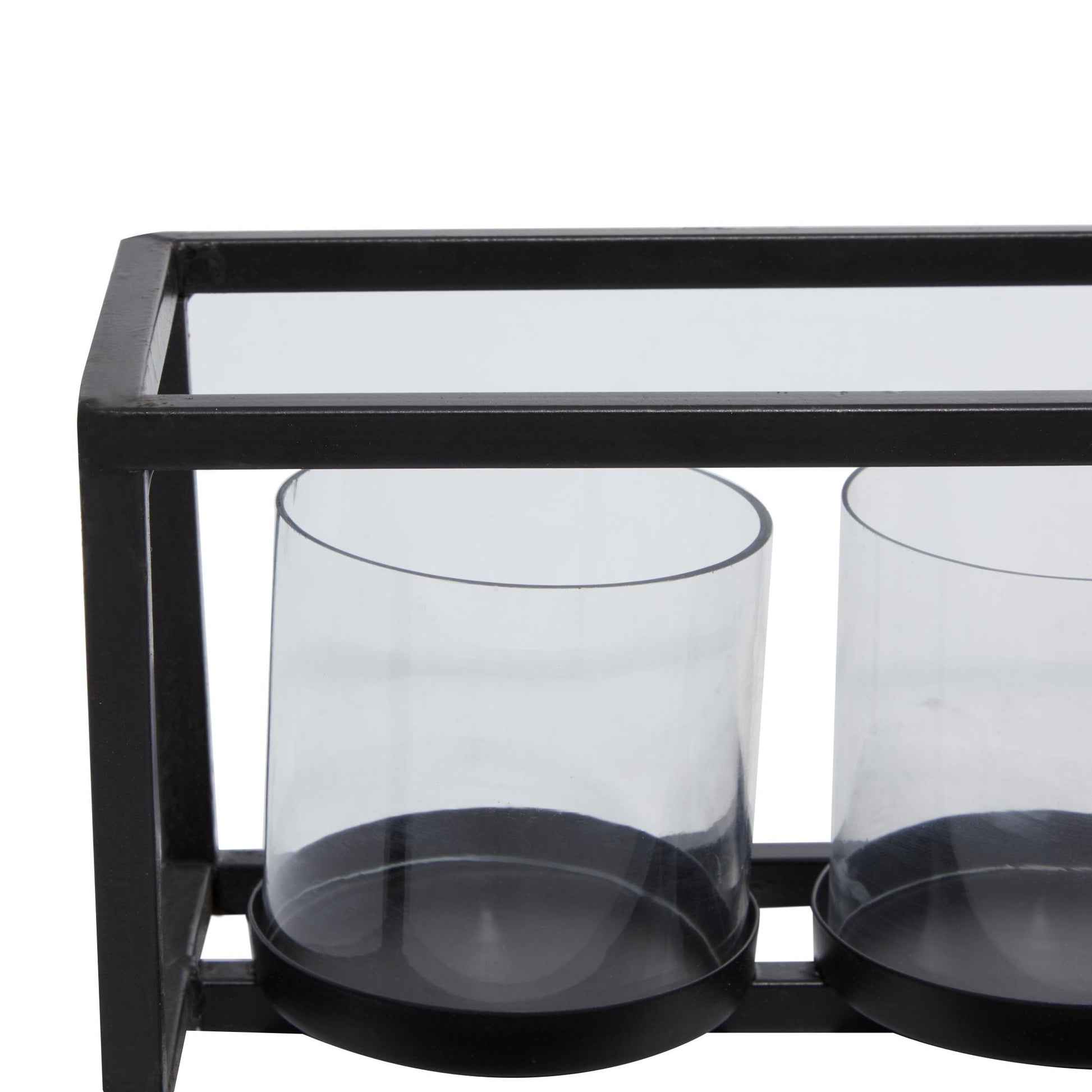 Black Metal 5 Glass Sleeve Decorative Candelabra