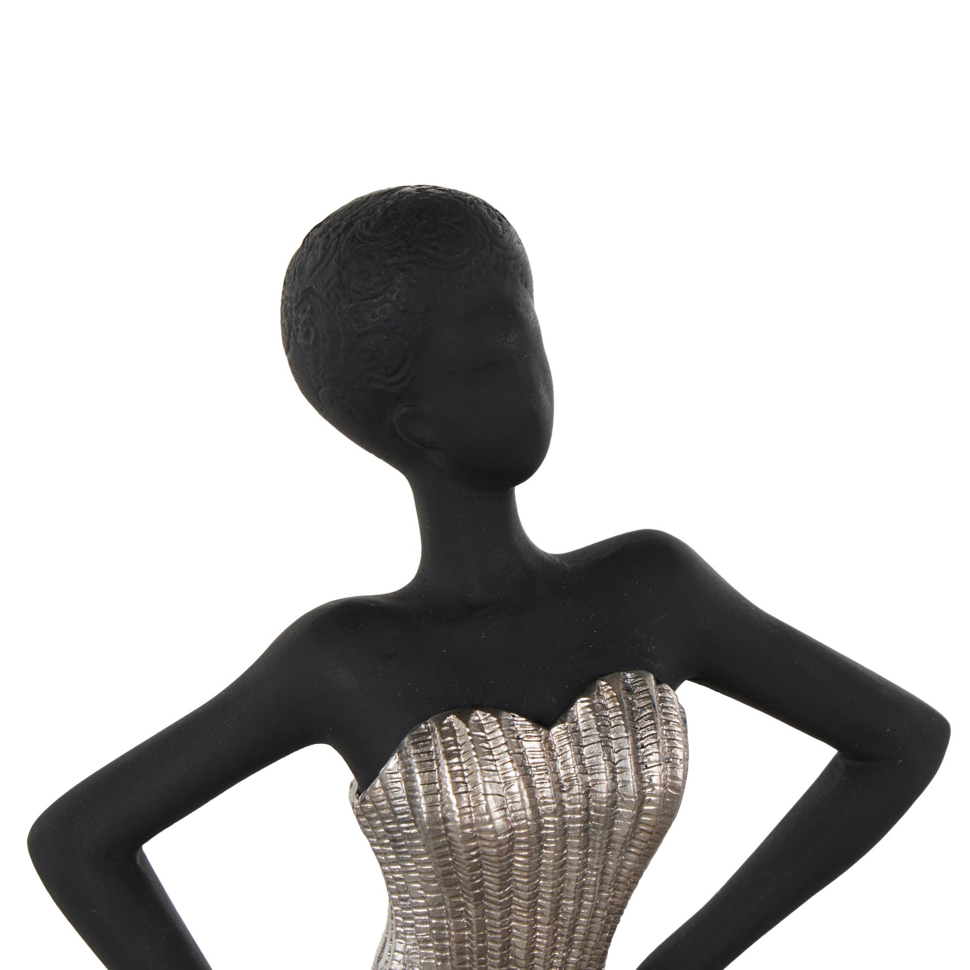 Dancer Black Polyresin Decorative Sculpture with Silver Dress
