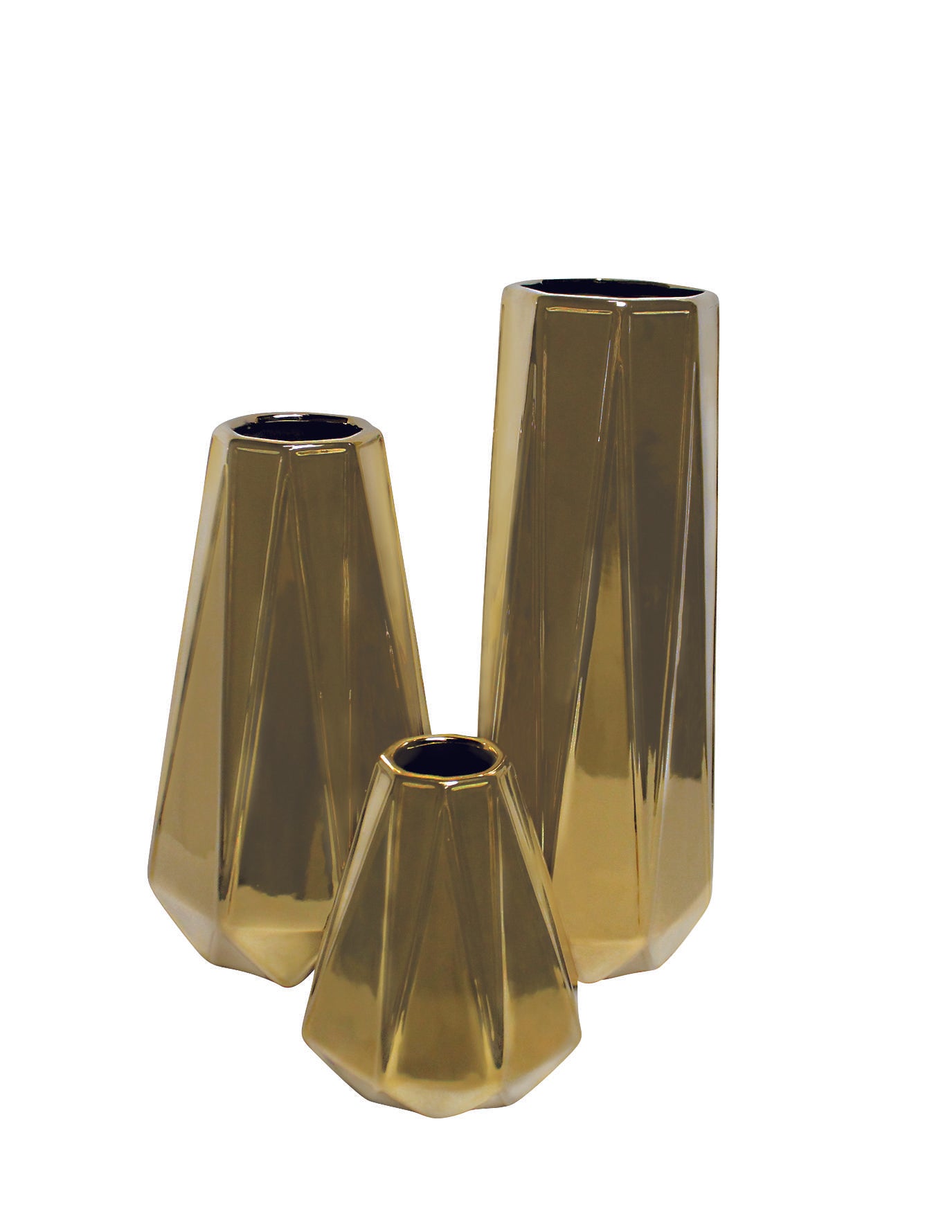 Set of 3 Ceramic Geometric Decorative Vase