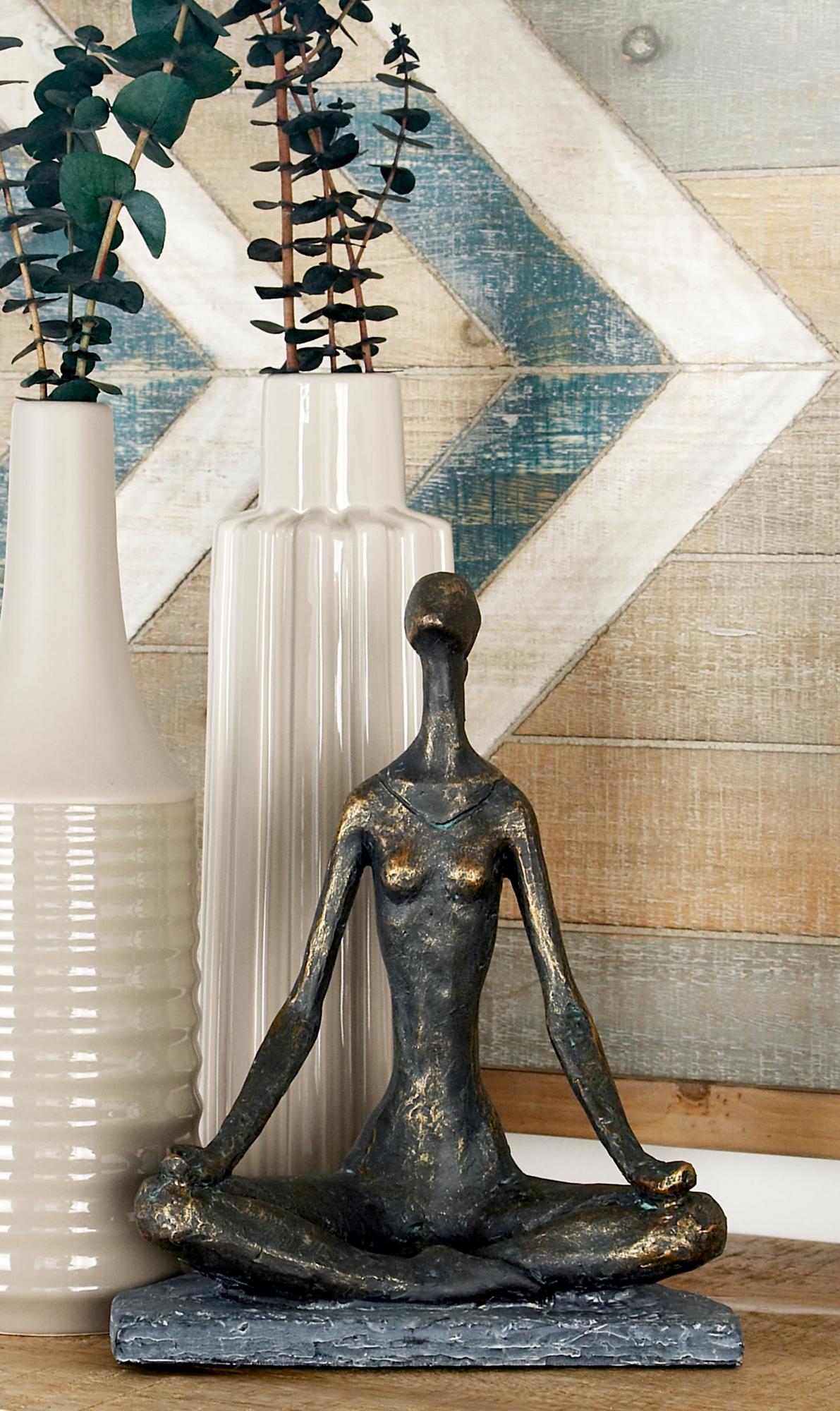 Yoga Black Polystone Decorative Sculpture
