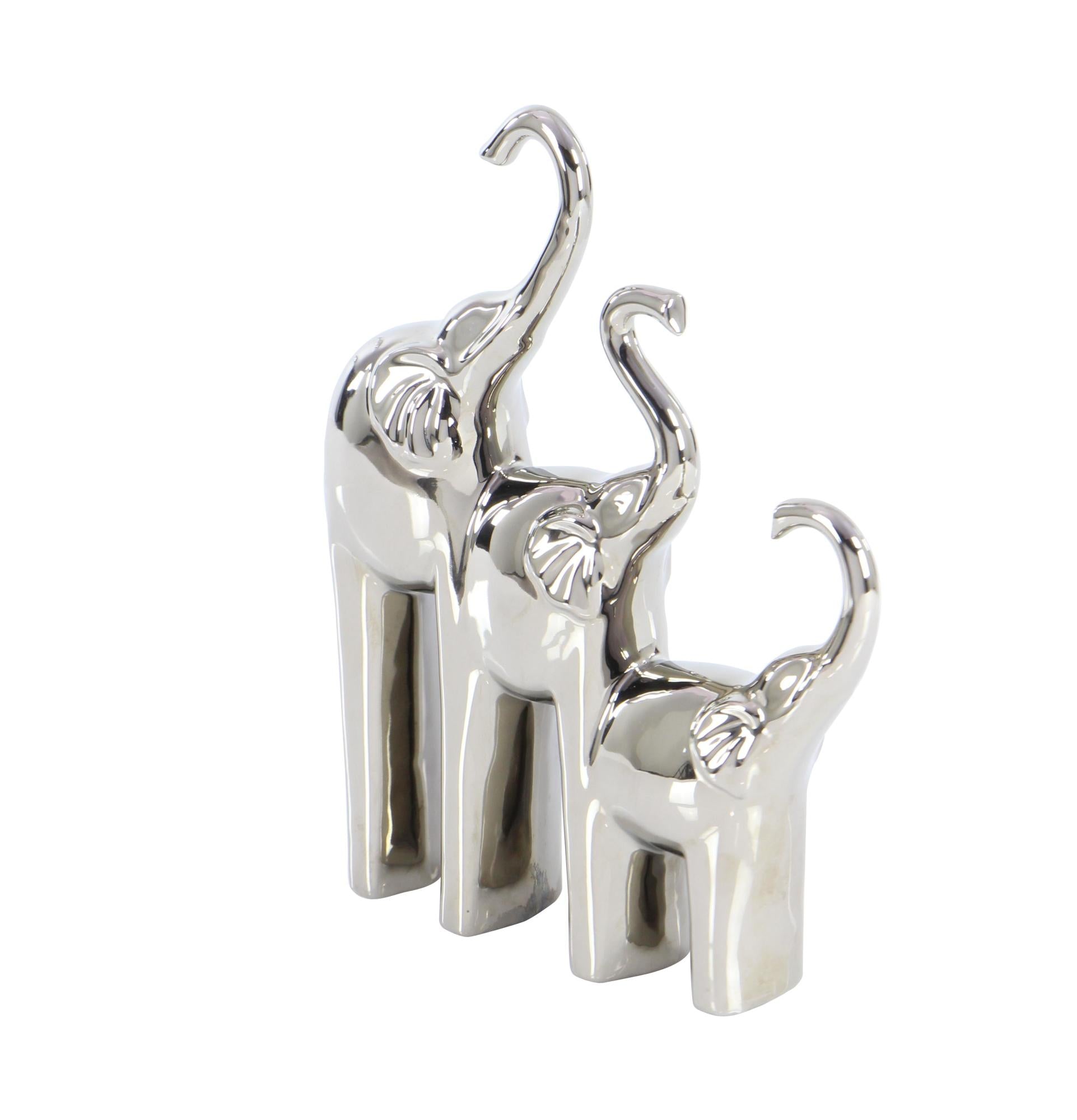 Elephant Silver Ceramic Decorative Sculpture