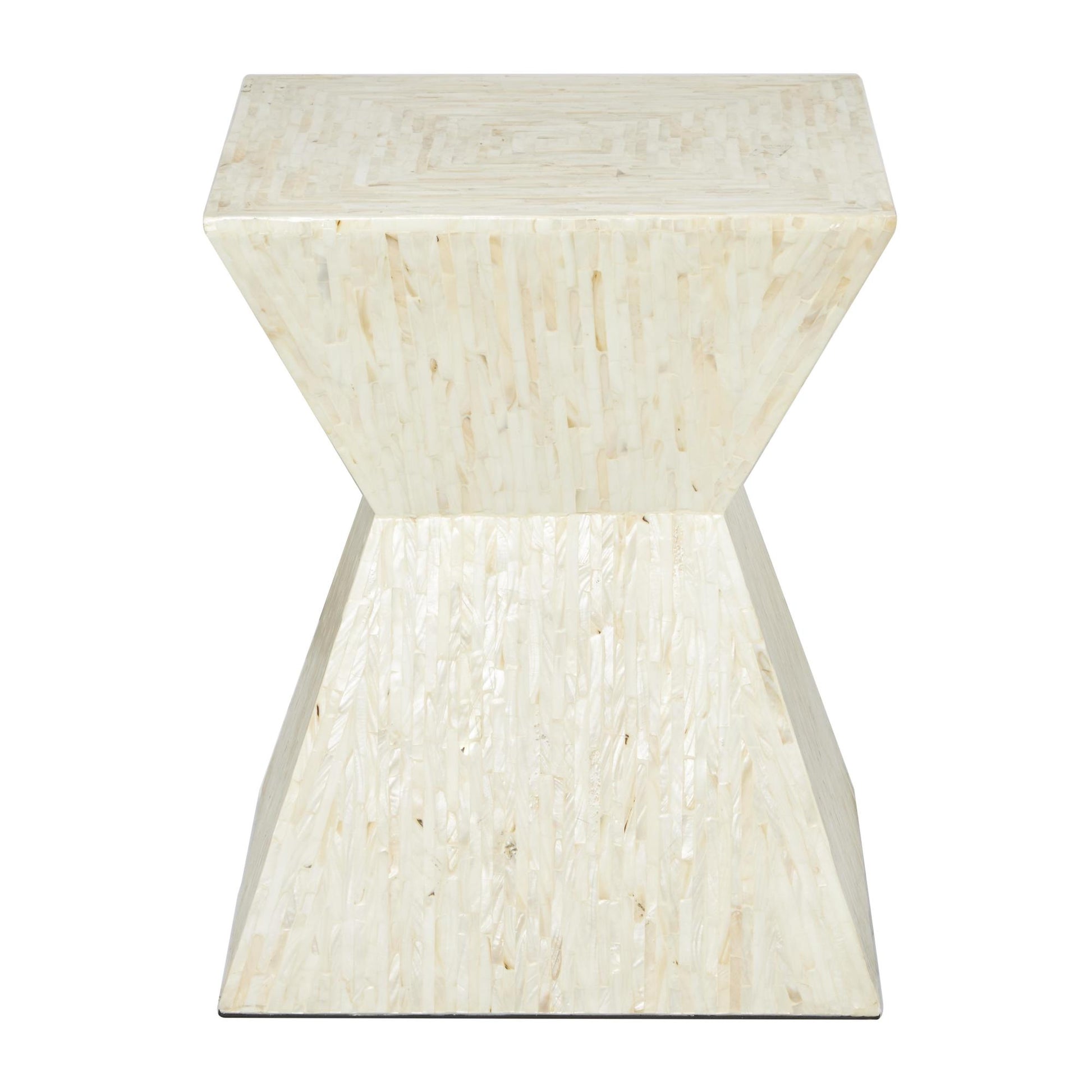 Mother of Pearl Shell Handmade Hourglass Shaped Side End Accent Table