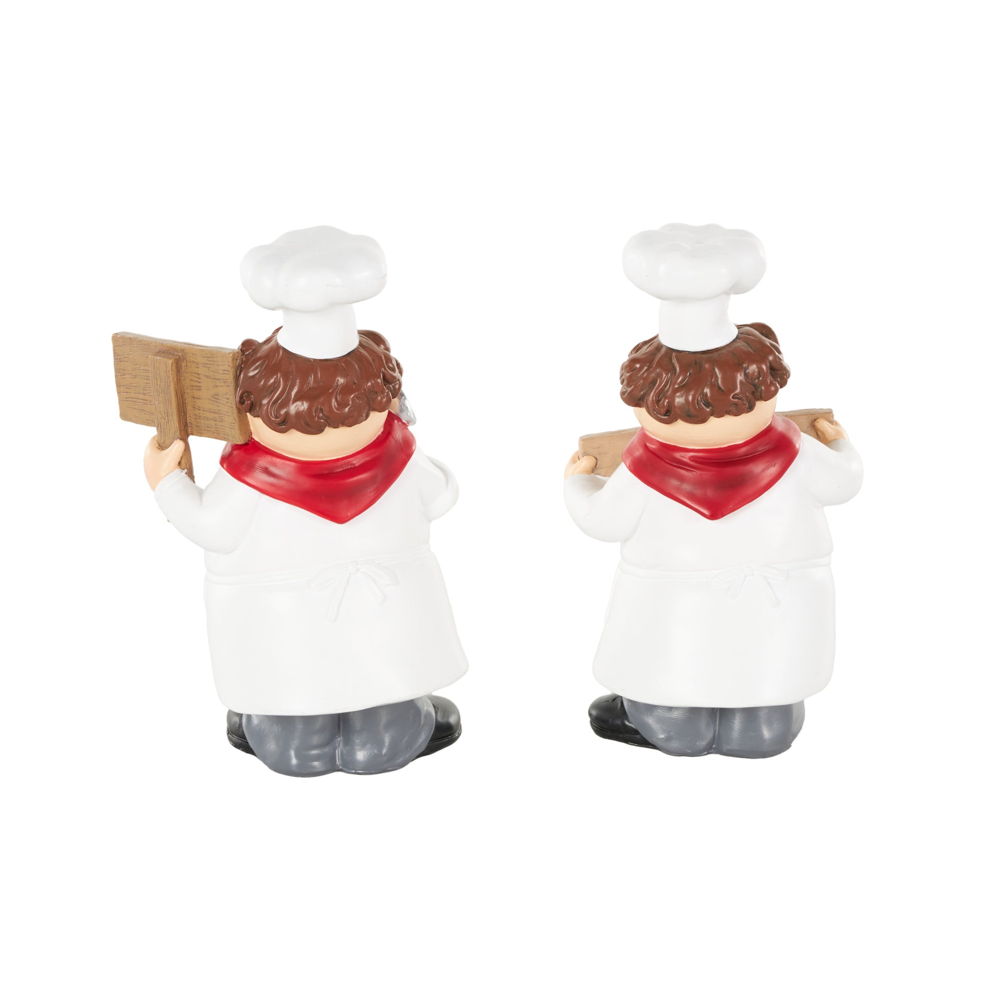 Set of 2 Chef White Polystone Kitchen Decorative Figurine Decorative Sculpture with Welcome Signs