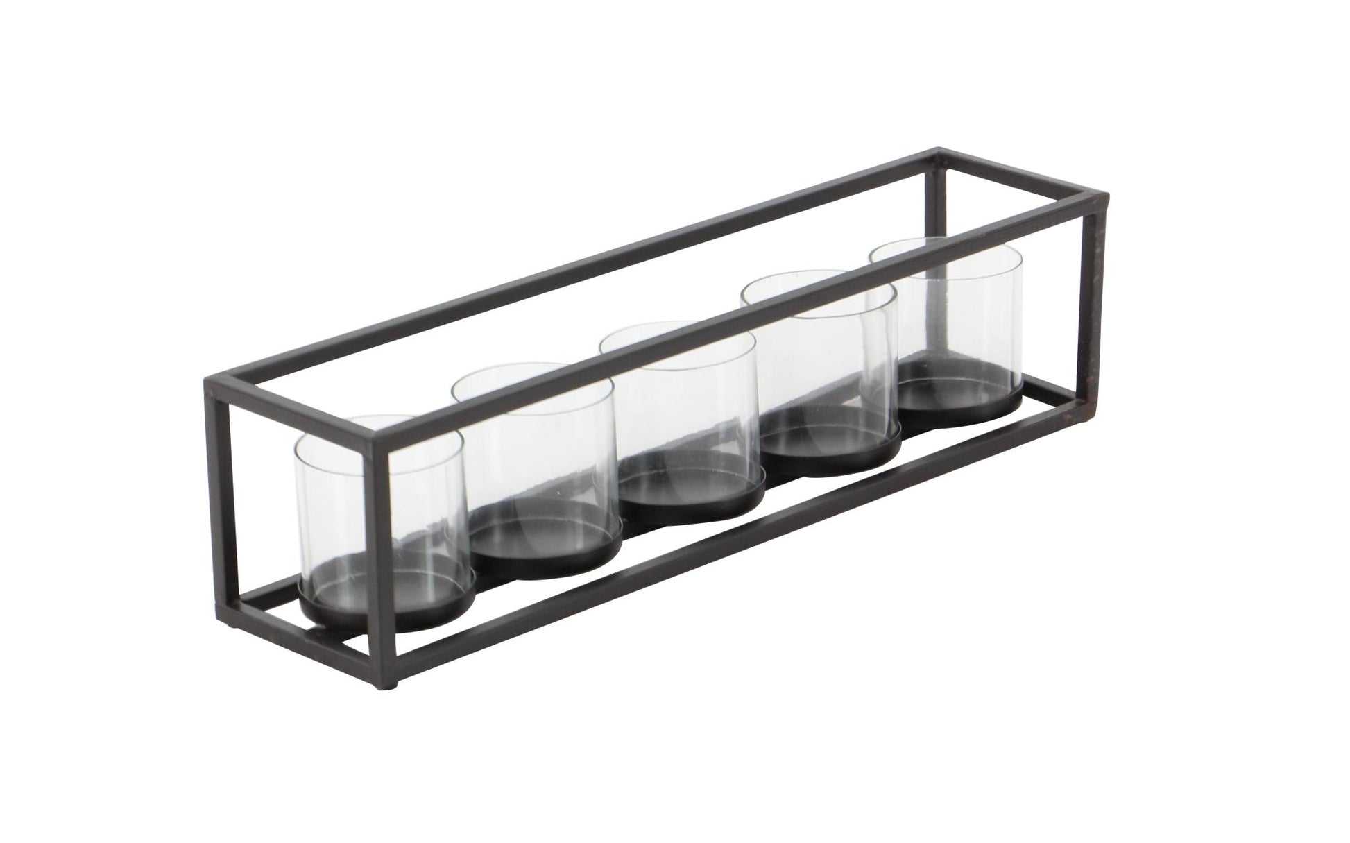 Black Metal 5 Glass Sleeve Decorative Candelabra