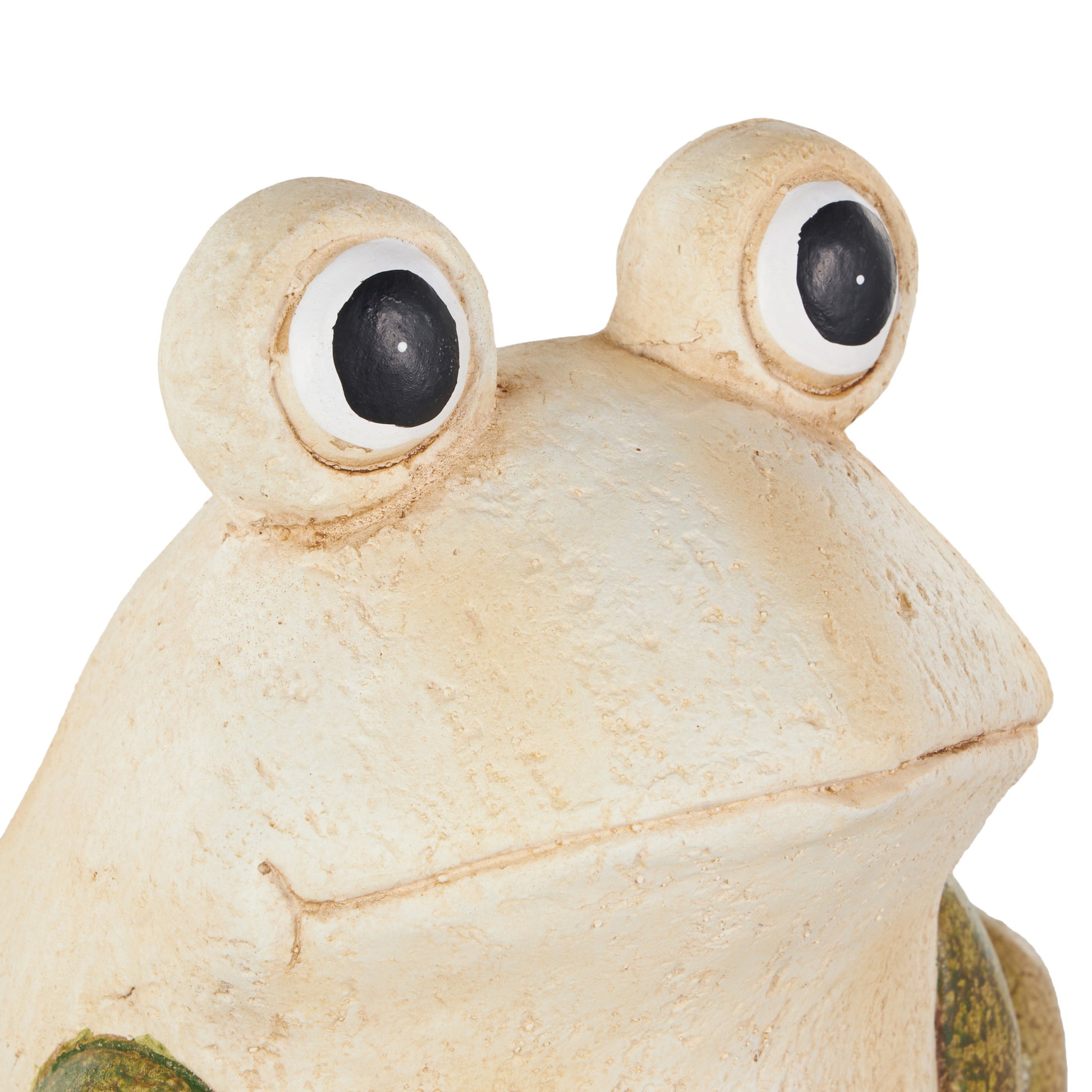 Frog Cream Magnesium Oxide Decorative Garden Sculpture with Brown and Green Accents