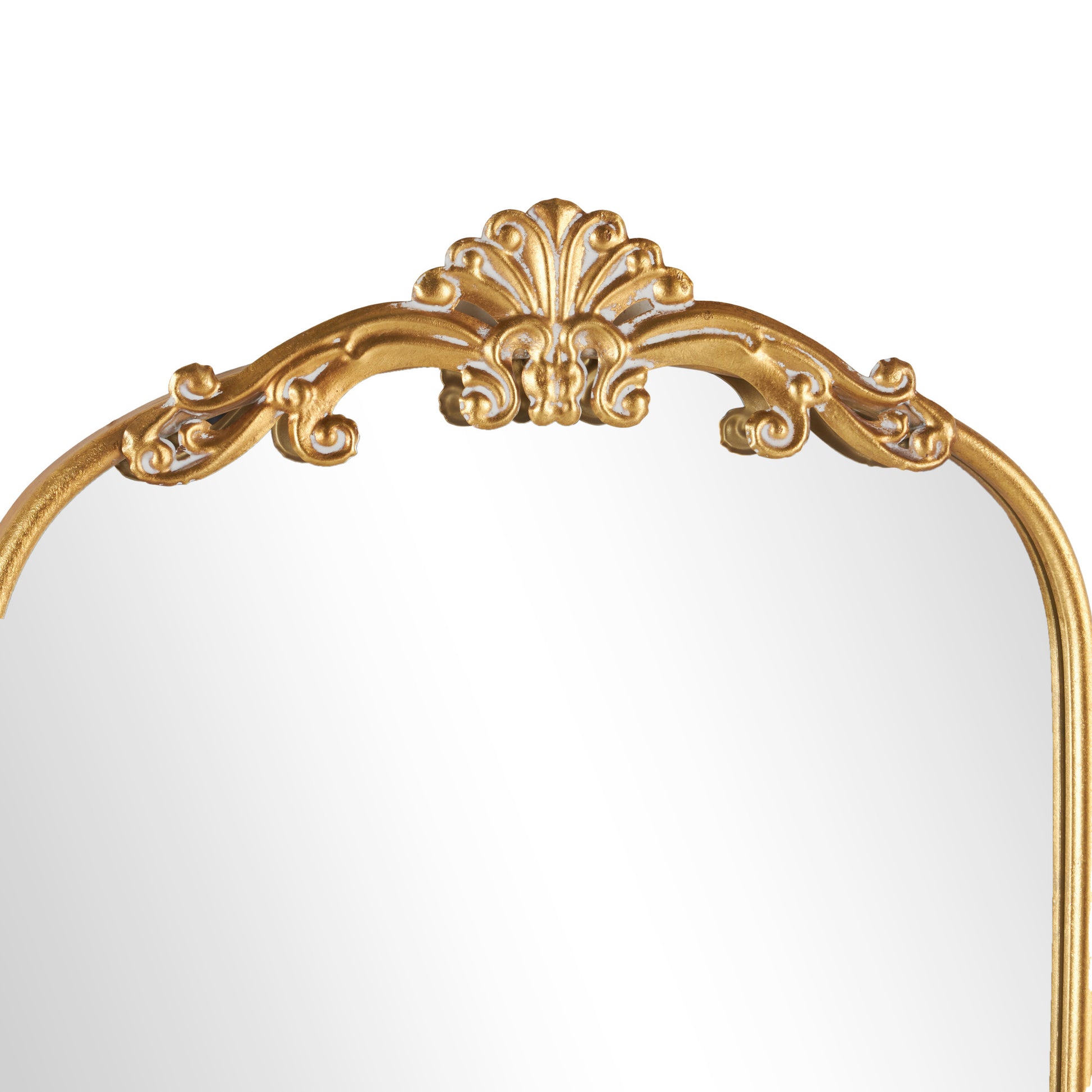 Scroll Gold Metal Tall Ornate Arched Baroque Room Floor Mirror