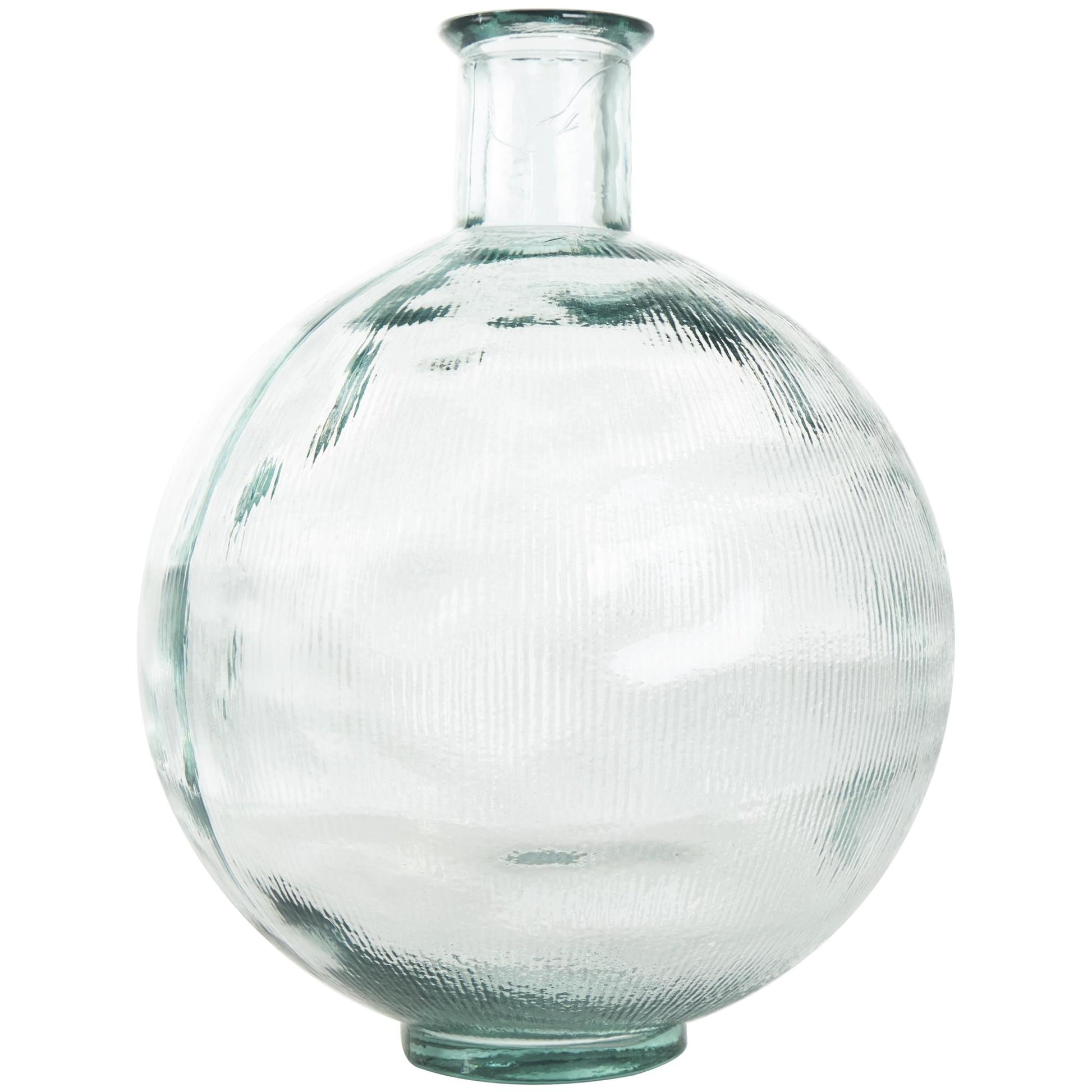 Recycled Glass Handmade Spanish Bottle Neck Ribbed Decorative Vase