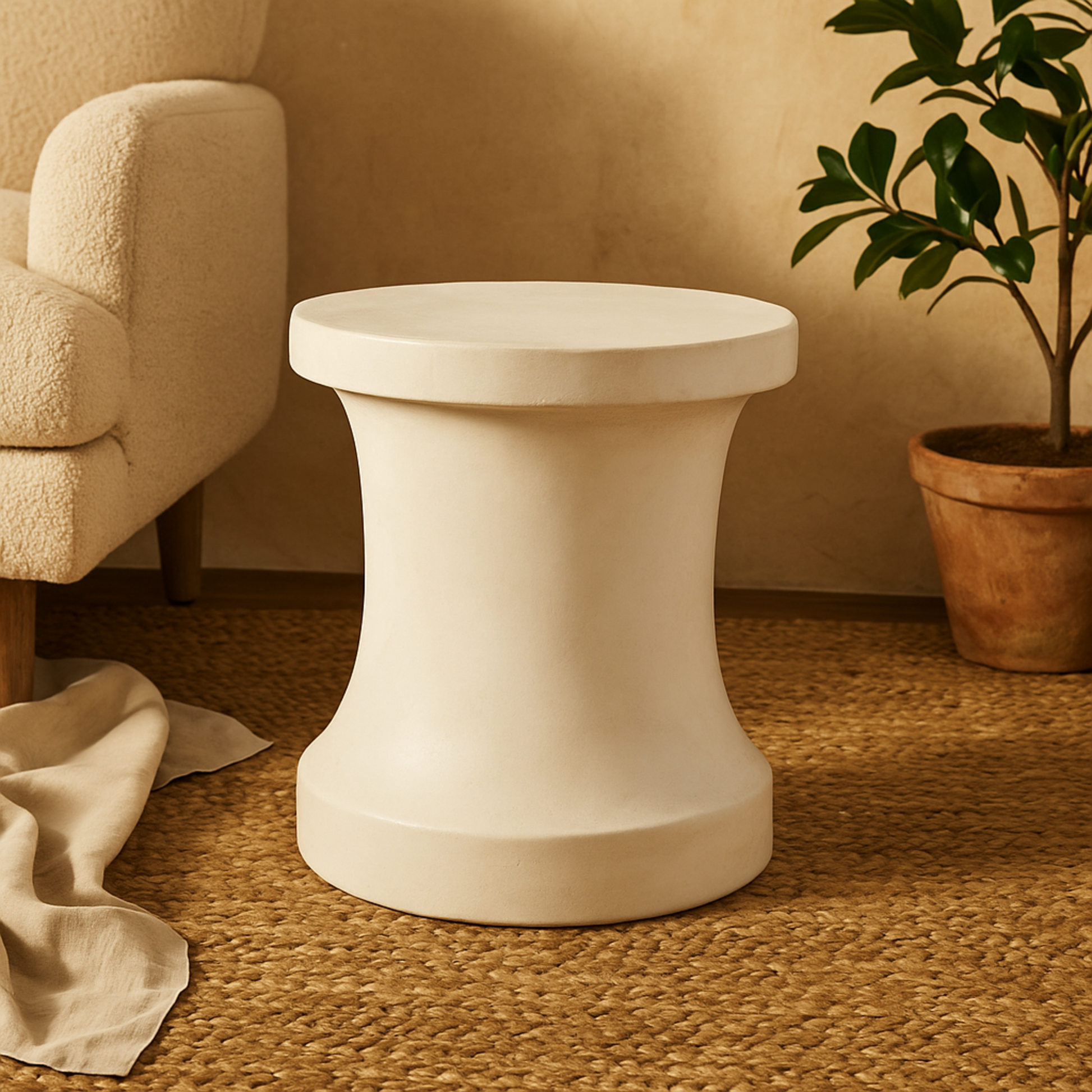 Fiberclay Ceramic Distressed Hourglass Outdoor Accent Table 14" x 14" x 16"