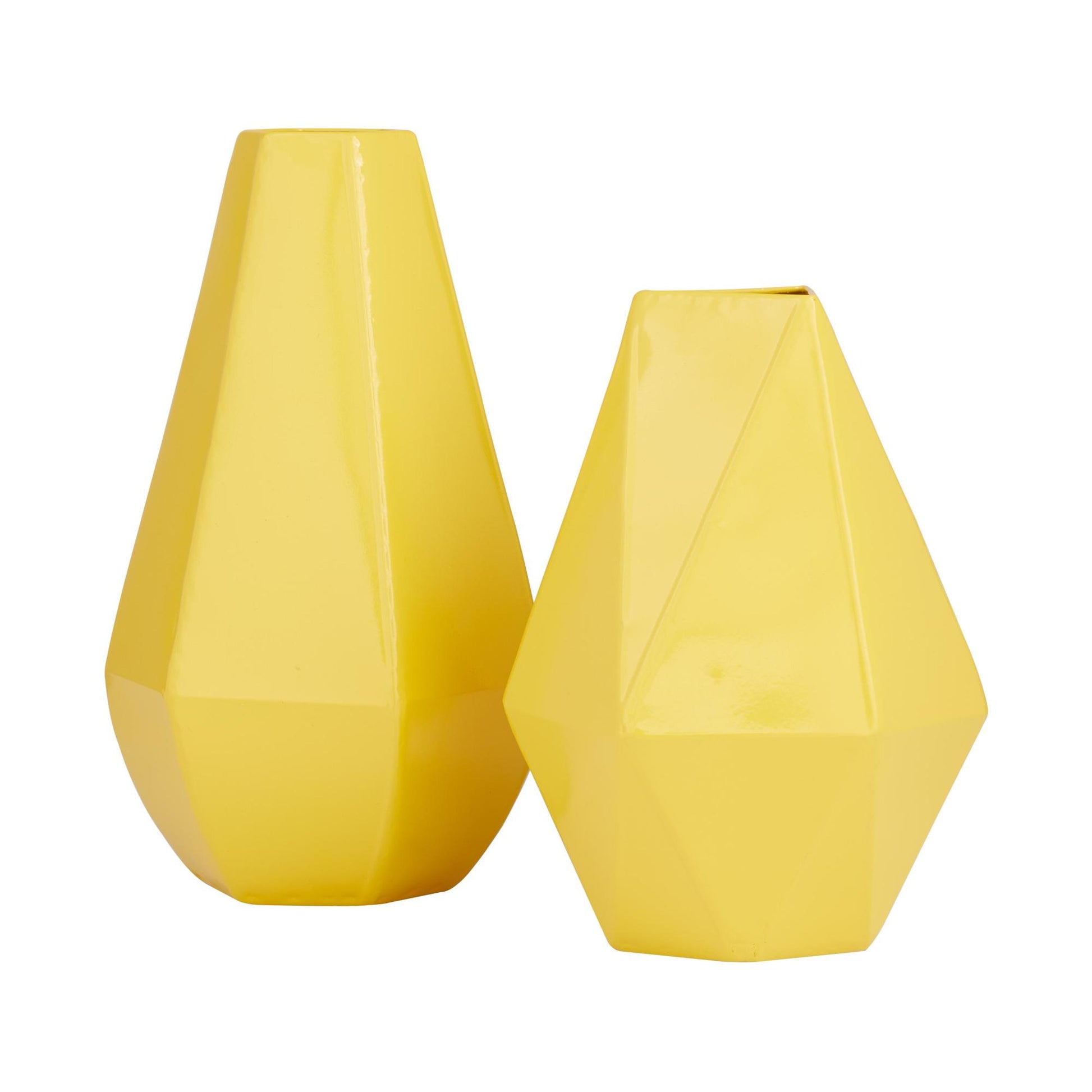 CosmoLiving by Cosmopolitan Set of 2 Geometric Metal Decorative Vase
