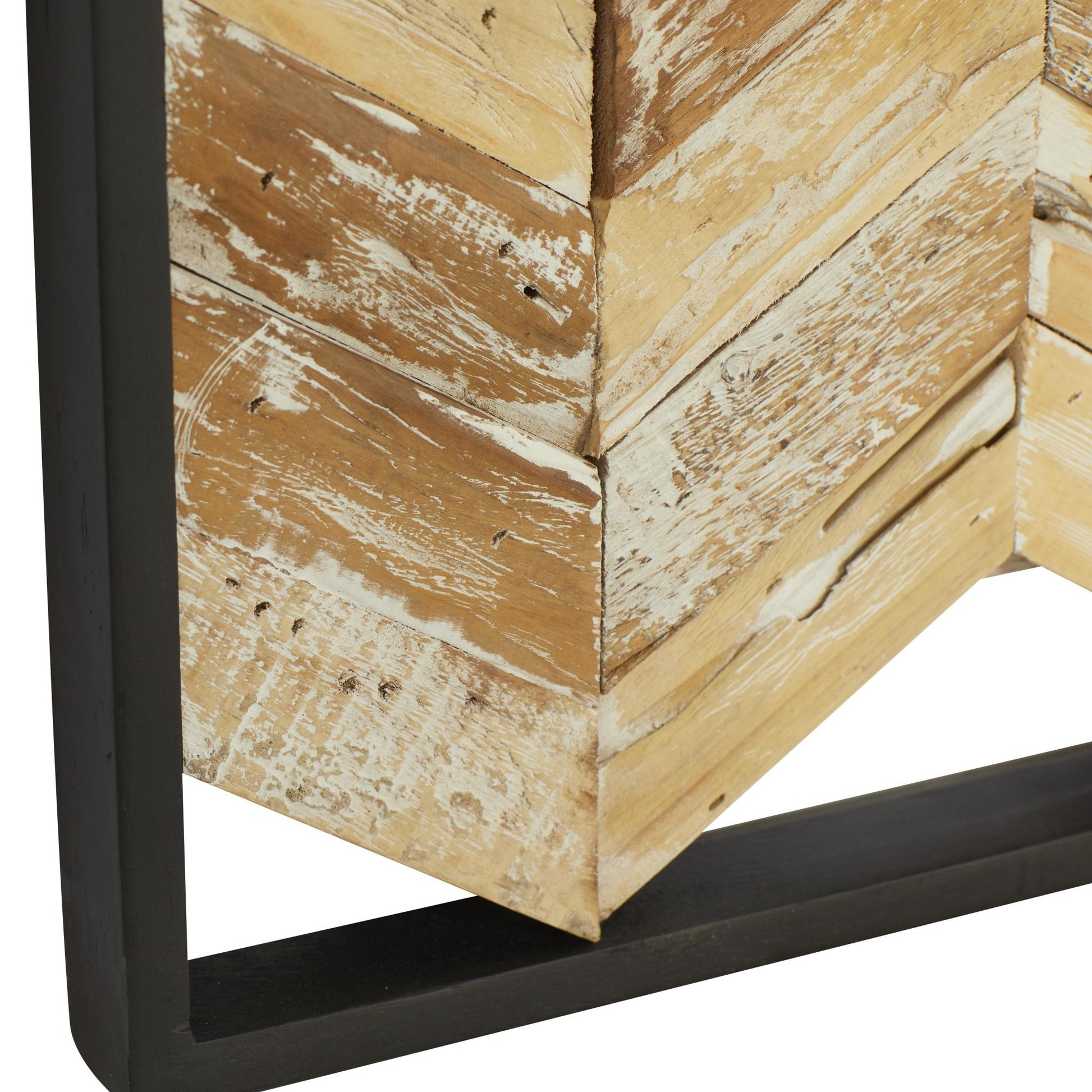 Geometric Brown Teak Wood Handmade Chevron Panels Home Wall Decor with Distressing