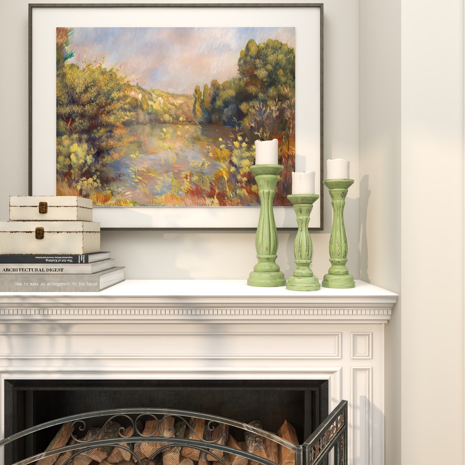 Set of 3 Wooden Distressed Turned Pillar Decorative Candle Holder