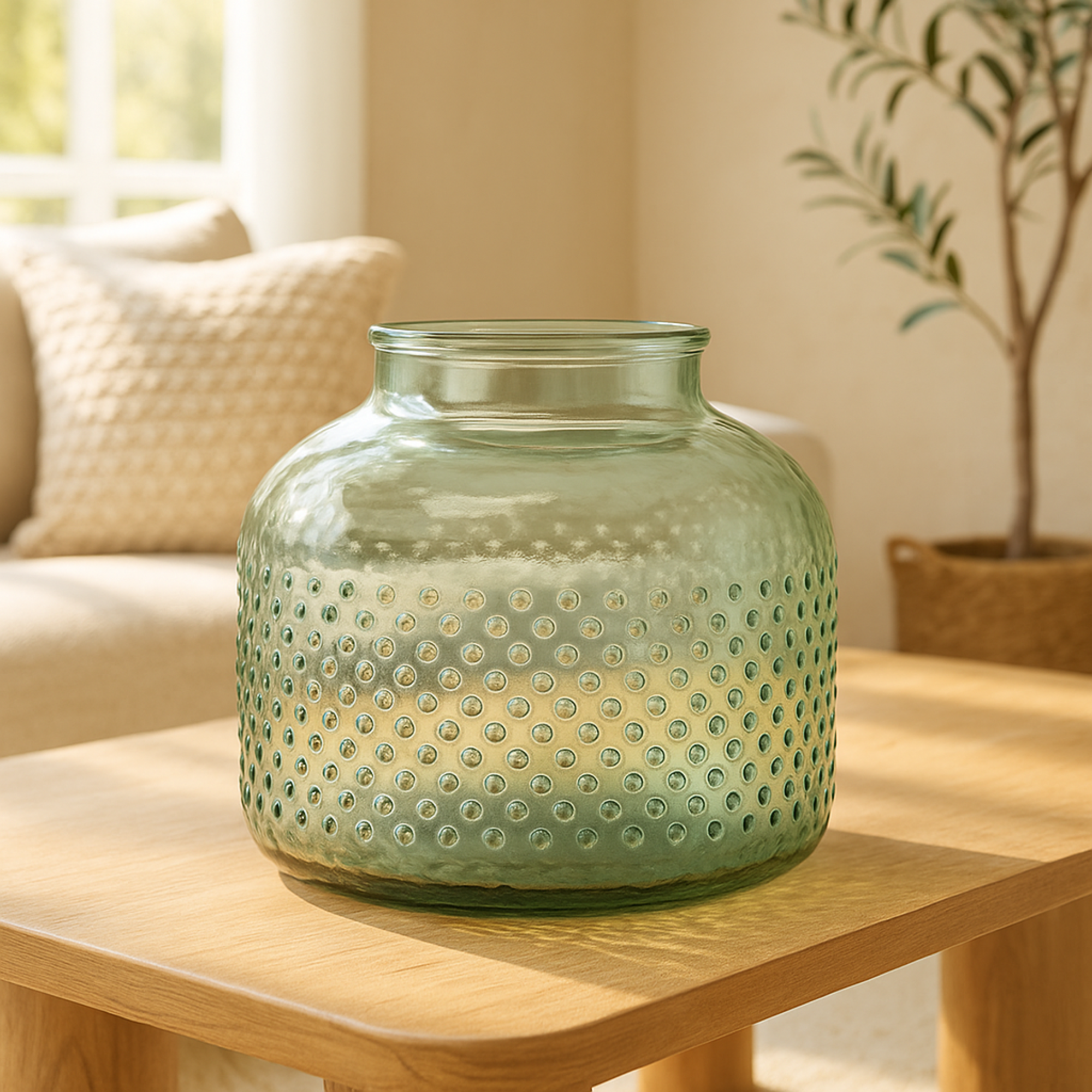 Green Glass Spotted Decorative Vase