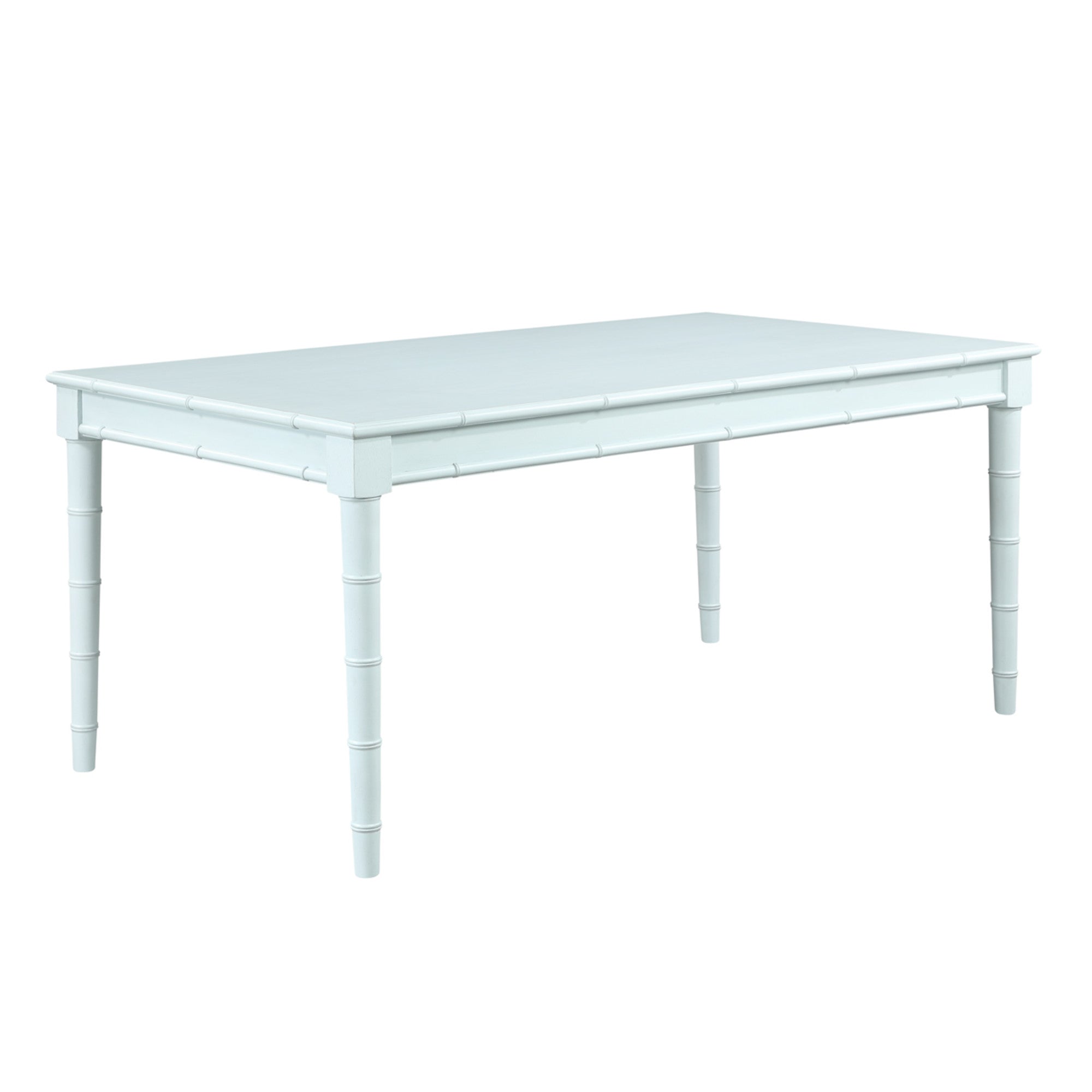 Light Blue Wood Kitchen Dining Table with Bamboo Inspired Detailing