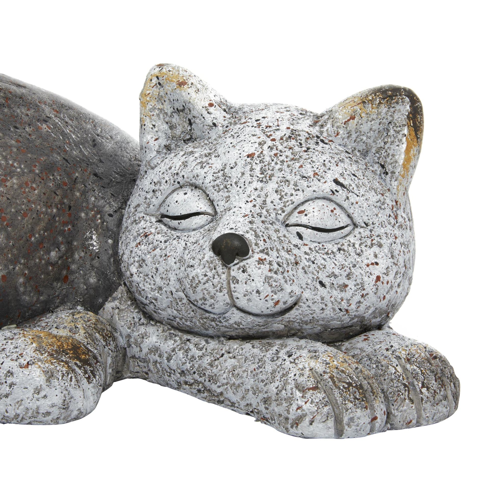 Cat Gray Polystone Indoor Outdoor Decorative Garden Sculpture