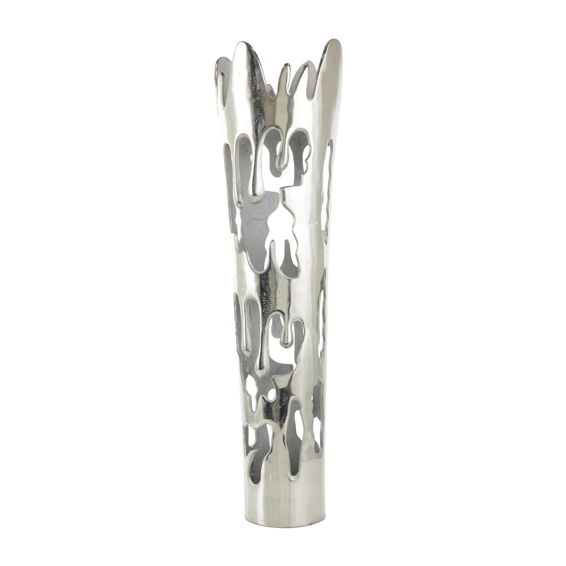 Abstract Aluminum Metal Tall Floor Drip Decorative Vase with Melting Designed Body